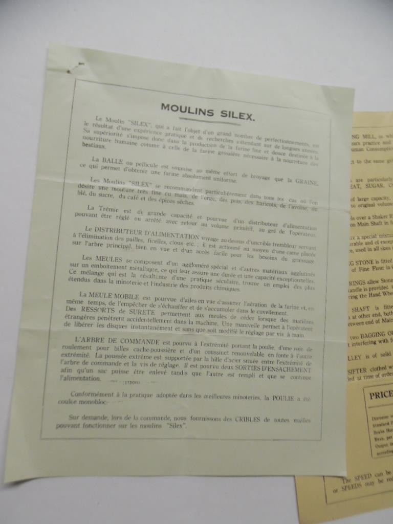 1920s SILEX Grinding Mills Catalog Sheet Lot Richmond & Chandler British Vintage