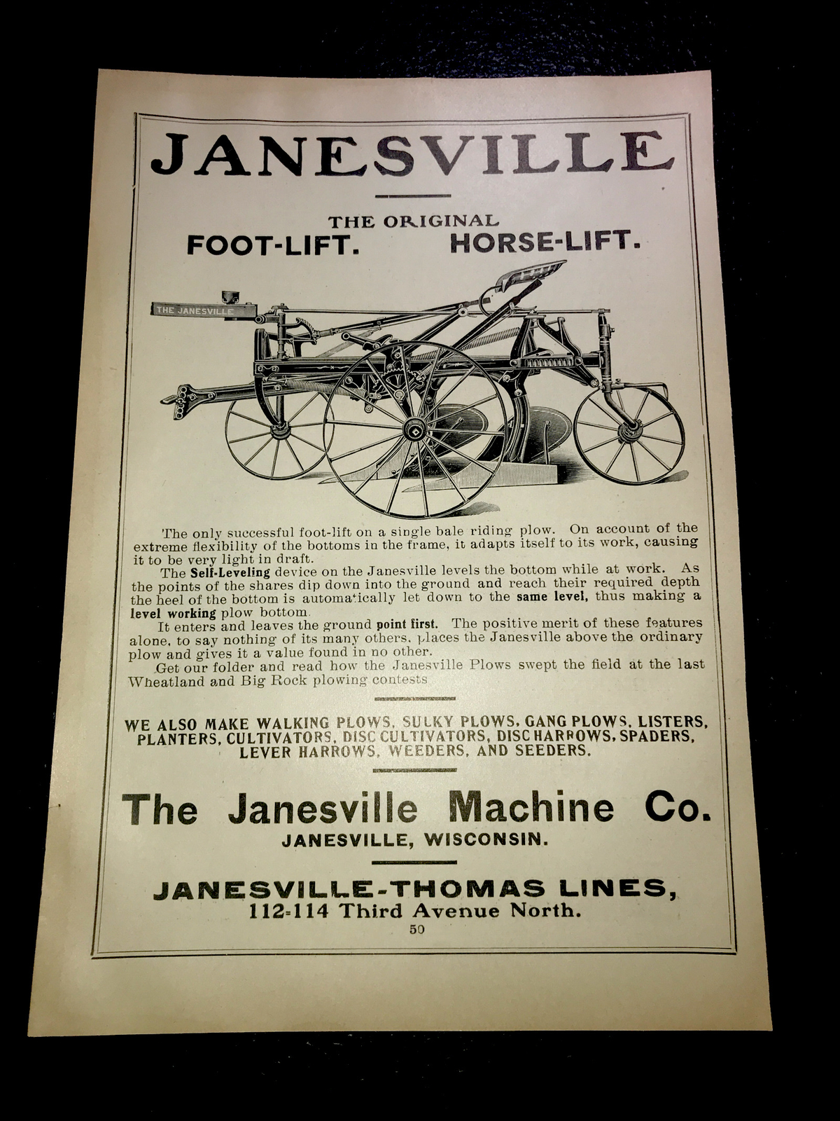1908 Janesville Farm Implement Advertising – Wisconsin