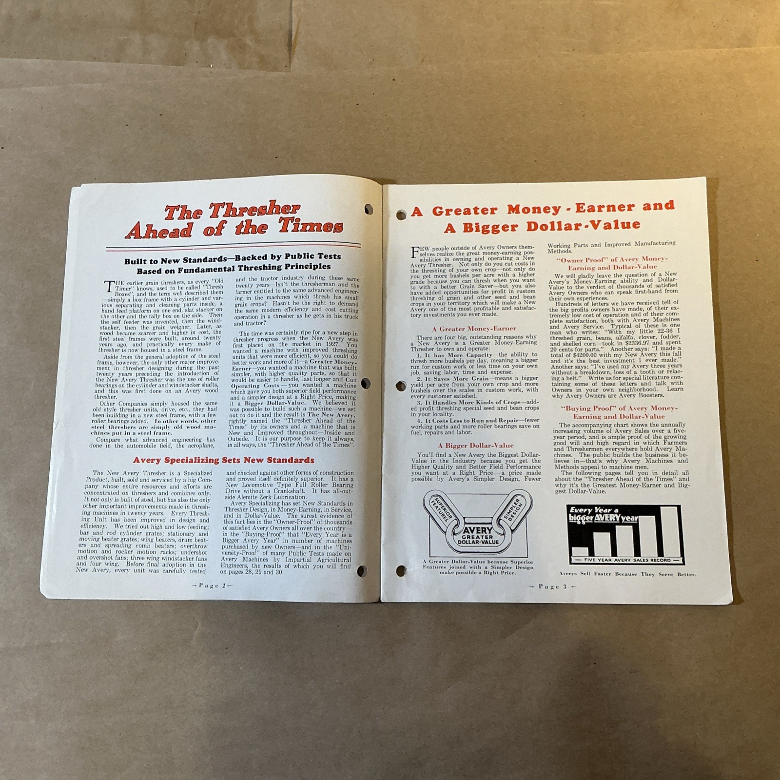 Vintage Original Threshers Catalog Avery Power Machinery Co. As Is INV-P1059