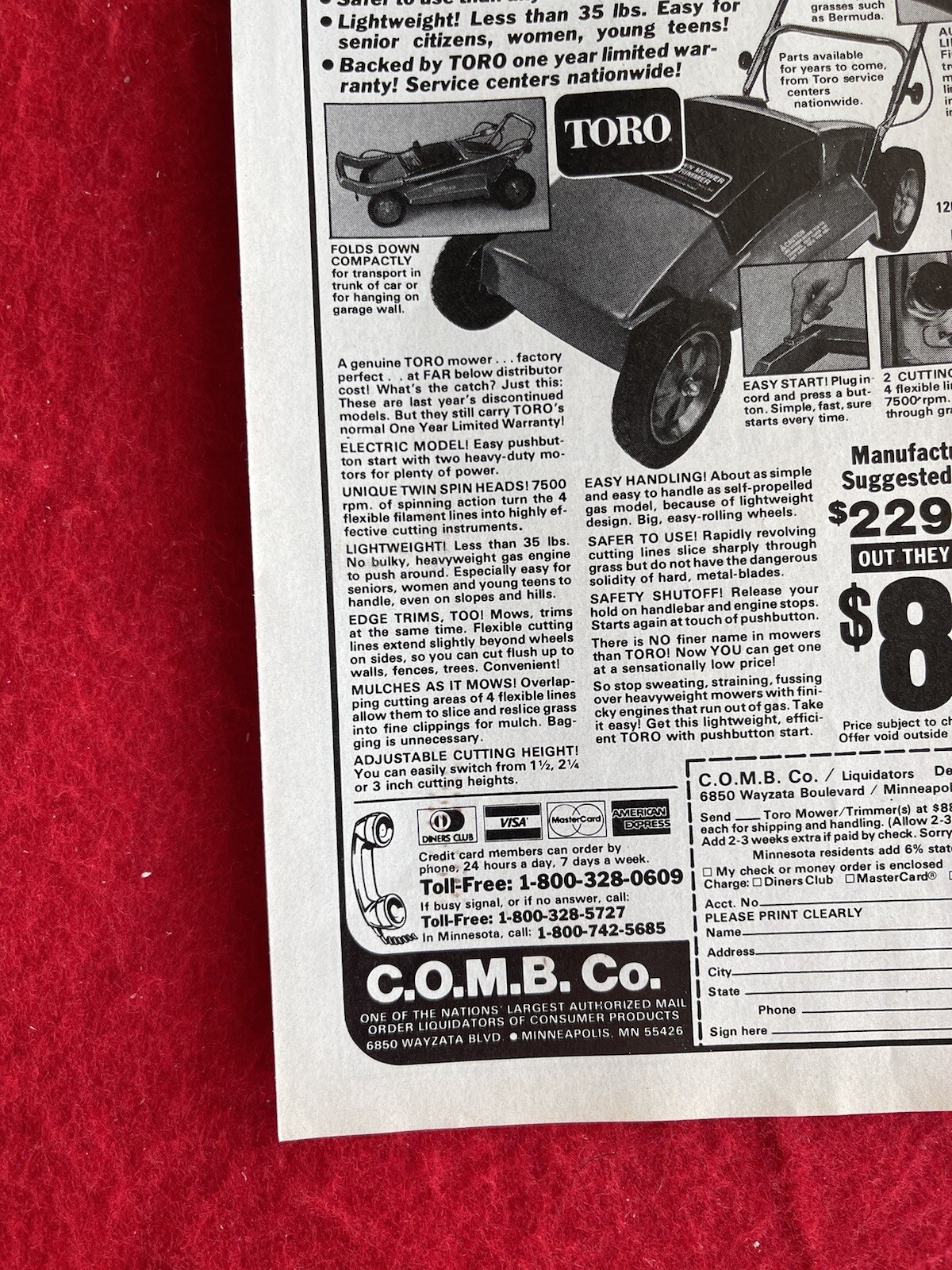 Vintage 1983 Print Ad Toro Electric Mower Trimmer Advertisement