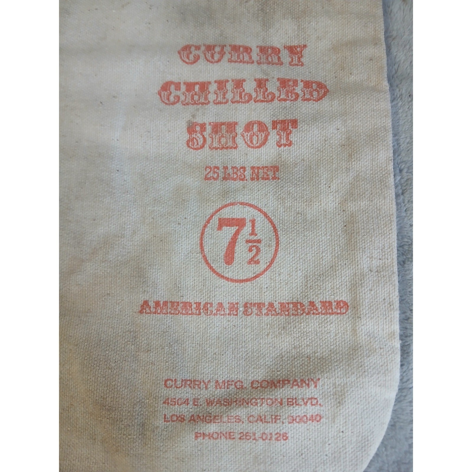 Vintage Curry Chilled Shot Canvas Bags Set of 2 Los Angeles 25 Lbs Lead Shot 7.5
