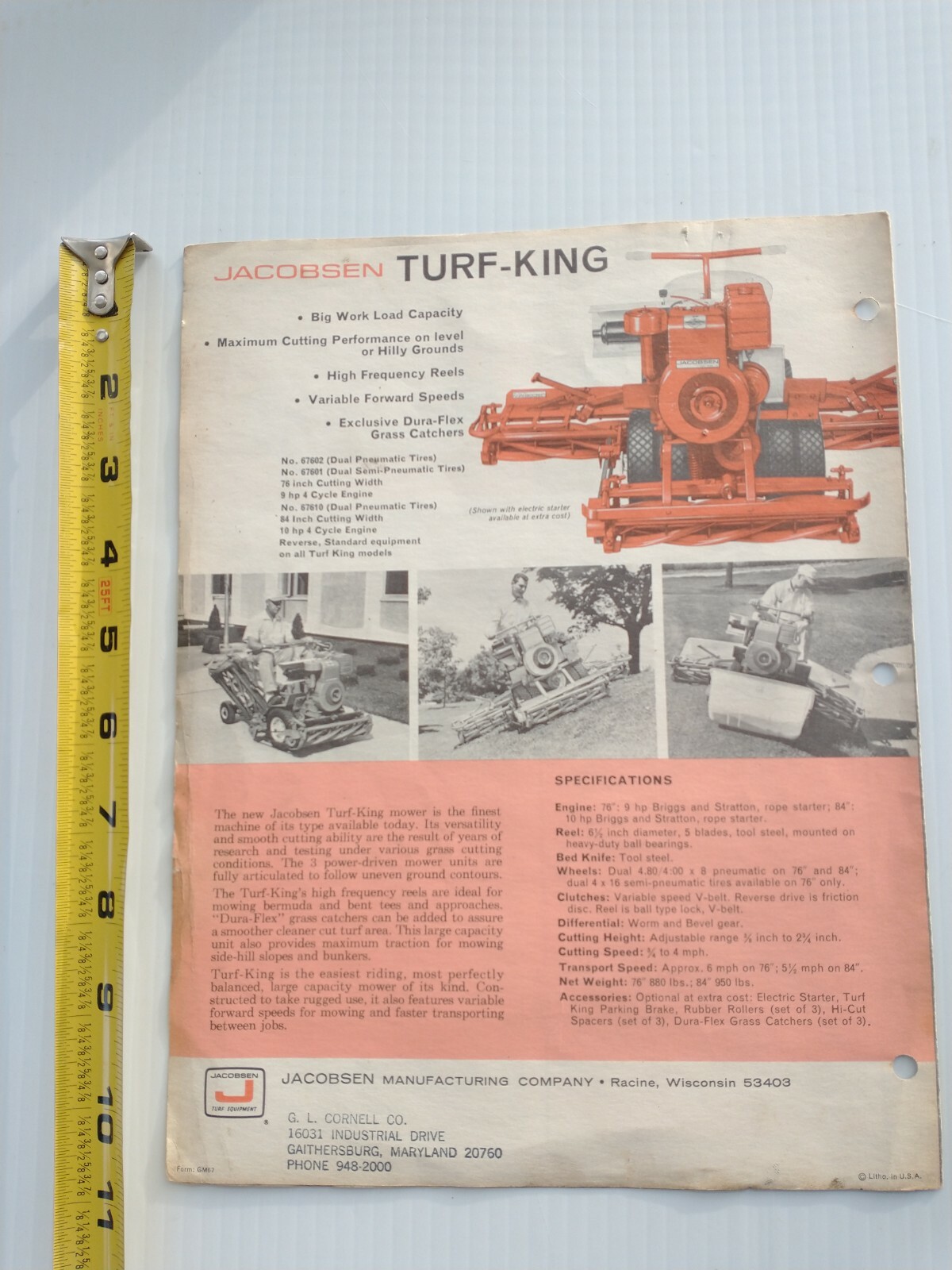 Vintage 1960&rsquo;s Jacobsen Golf Course greens Mower advertising Pamphlet