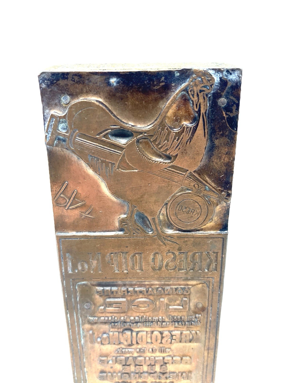 Kreso Dip No.1 Advertising Print Block With Copper Plate Vintage