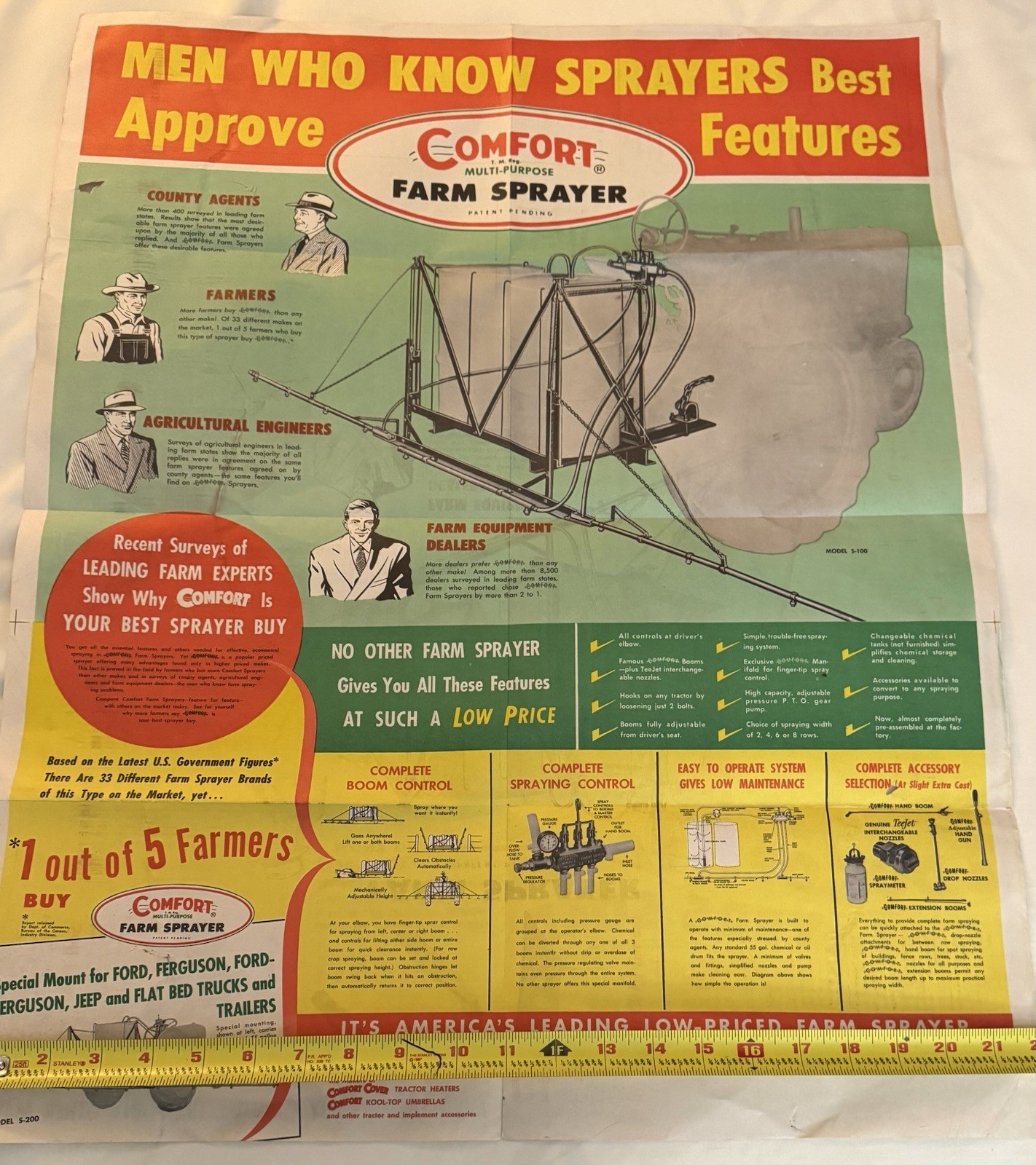 Vintage 1960&rsquo;s Comfort Farm Sprayer Dealer Brochure With 27.5X22 Inch Poster