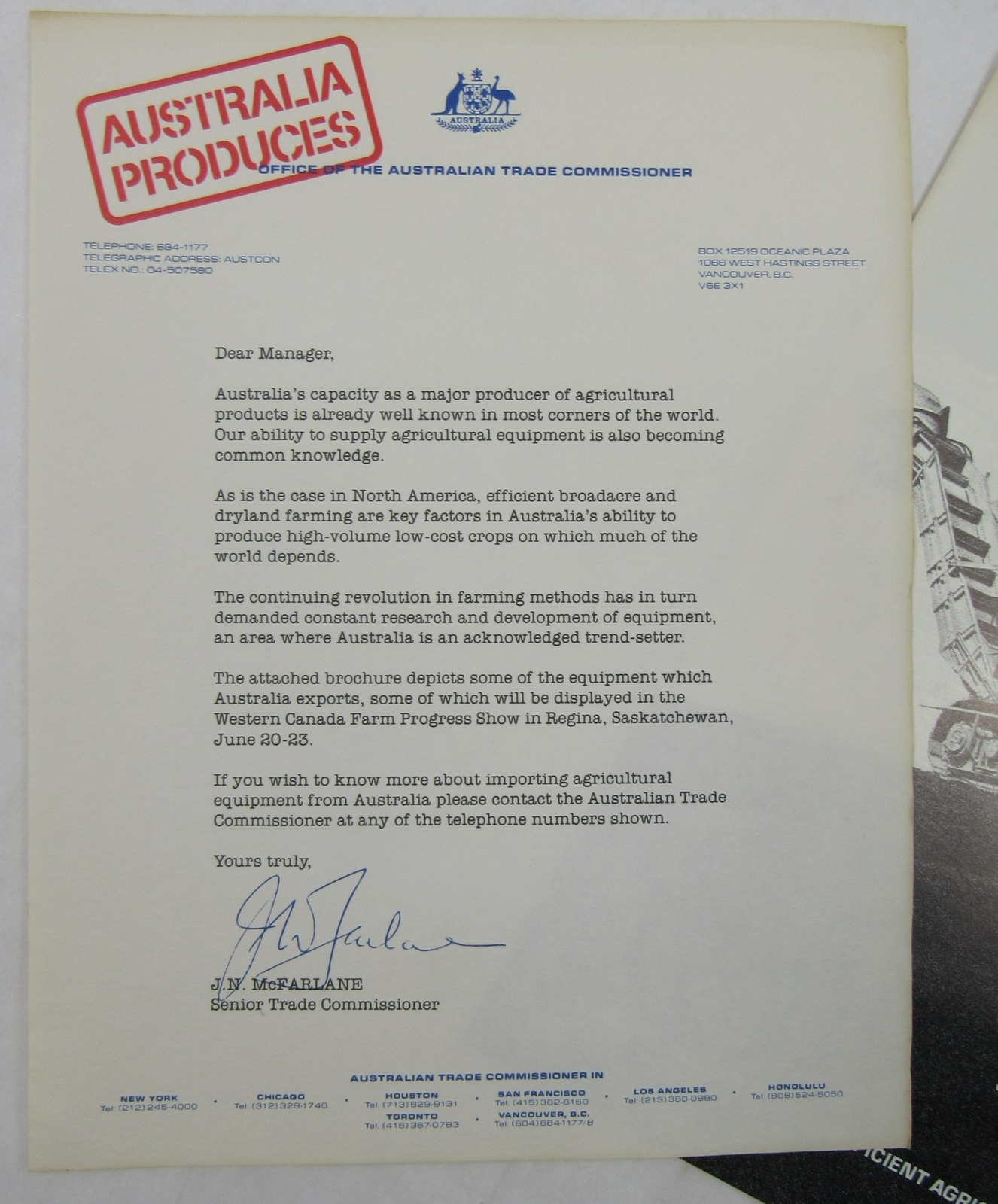 1970 Australian Trade Commision Lot Heavy Farm Equipment Photos Letter Brochure