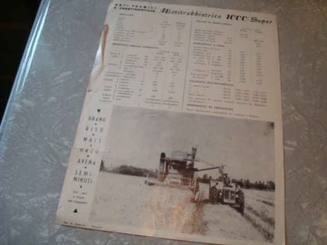 Italian Thresher Mietitrebbiatrice 1000 Super Rare Brochure Leaflet