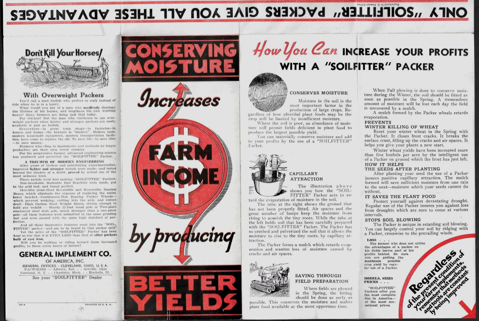 c1937 FARM IMPLEMENTS Broadside/Brochure ~ « Soilfitter » Packers