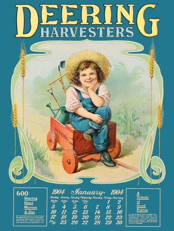 1904 Deering Harvesters Calendar Theme New Metal Sign: 12×16&Prime; & Ships Free