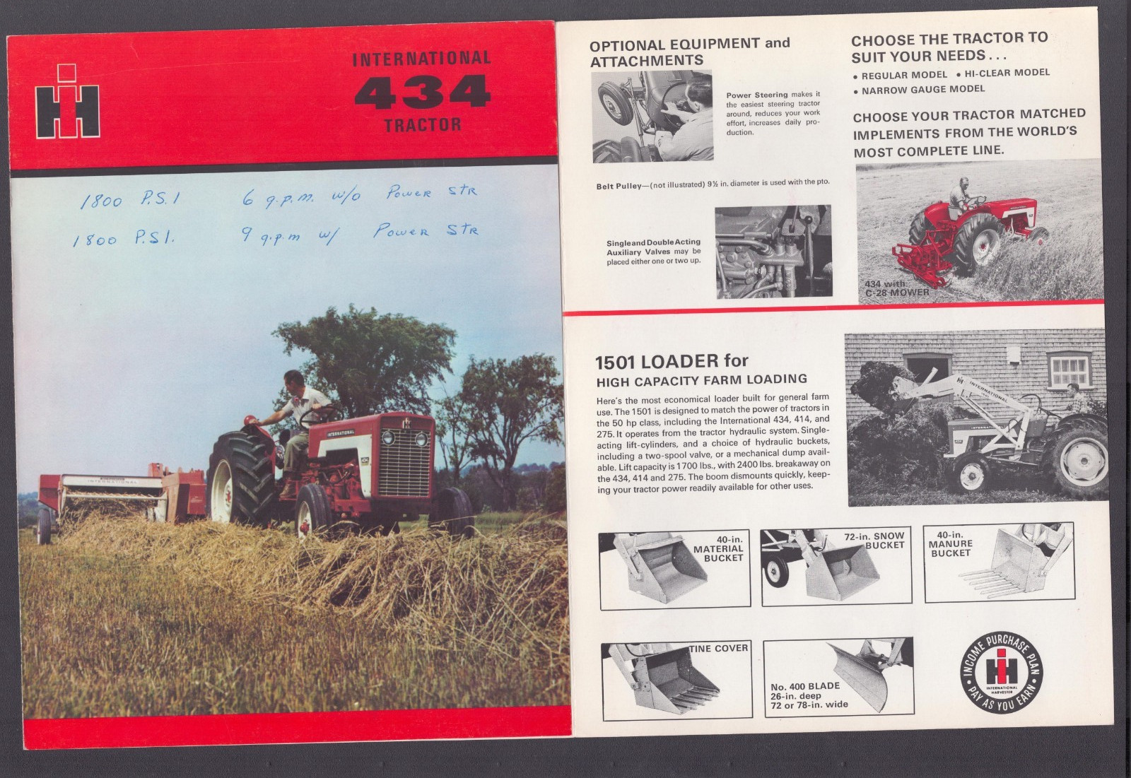 Advertsing Brochure IH International 434 Tractor