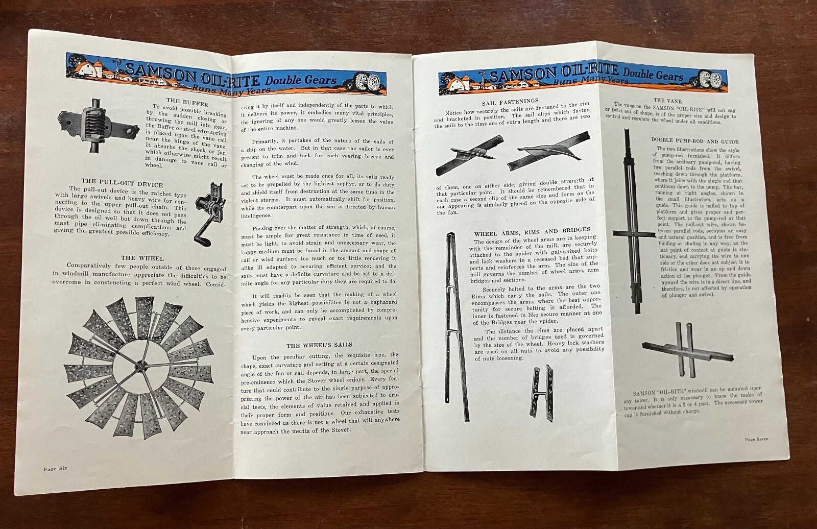 SCARCE! 1927 Samson Oil-Rite Double Geared Windmill Fold Out Brochure Advert