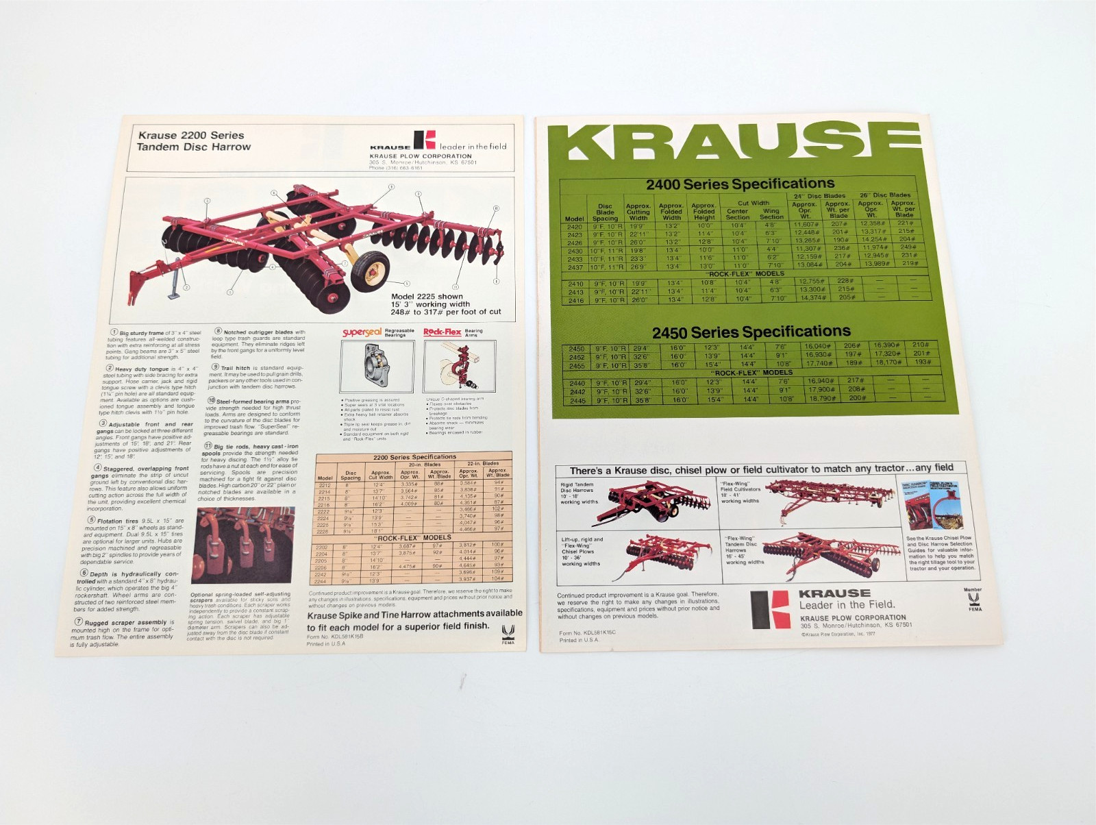 10pc LOT Vintage Krause Tandem Offset Heavy-duty Flex-wing Disc Harrow Brochures
