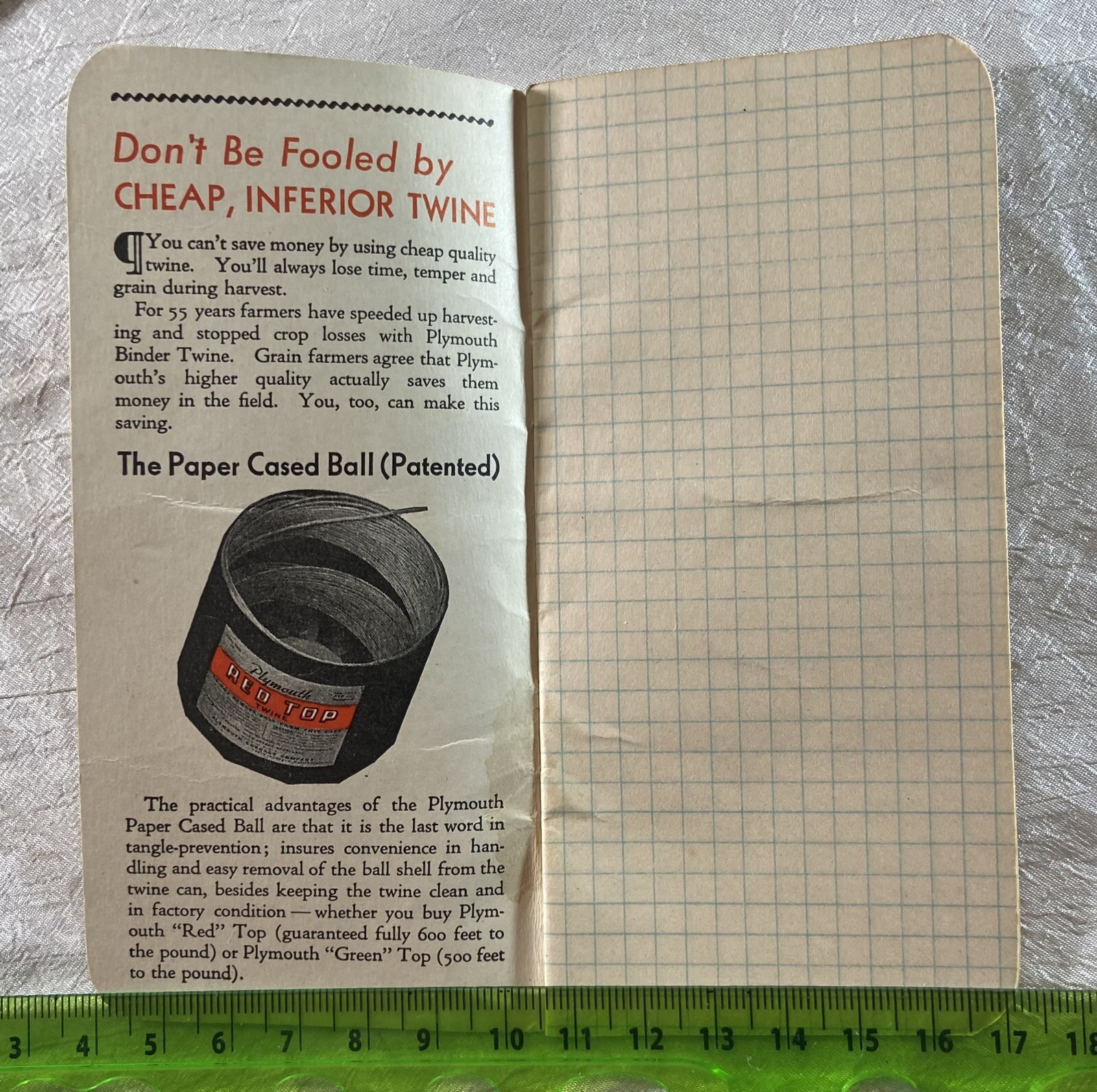 Vintage Plymouth Binder Twine Pocket Memo Book 1941 Calendar