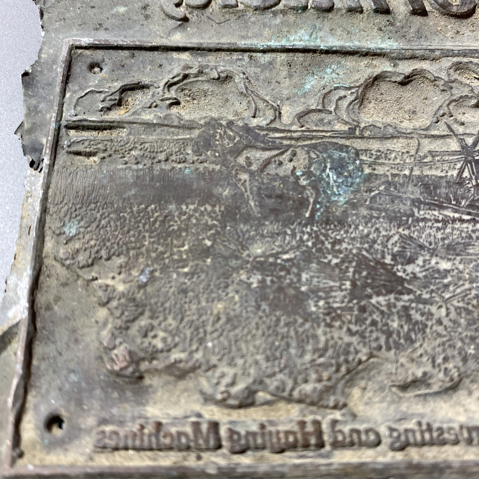 RARE McCormick Deering Copper Printing Plate 1930s farm imagery + Text Look!