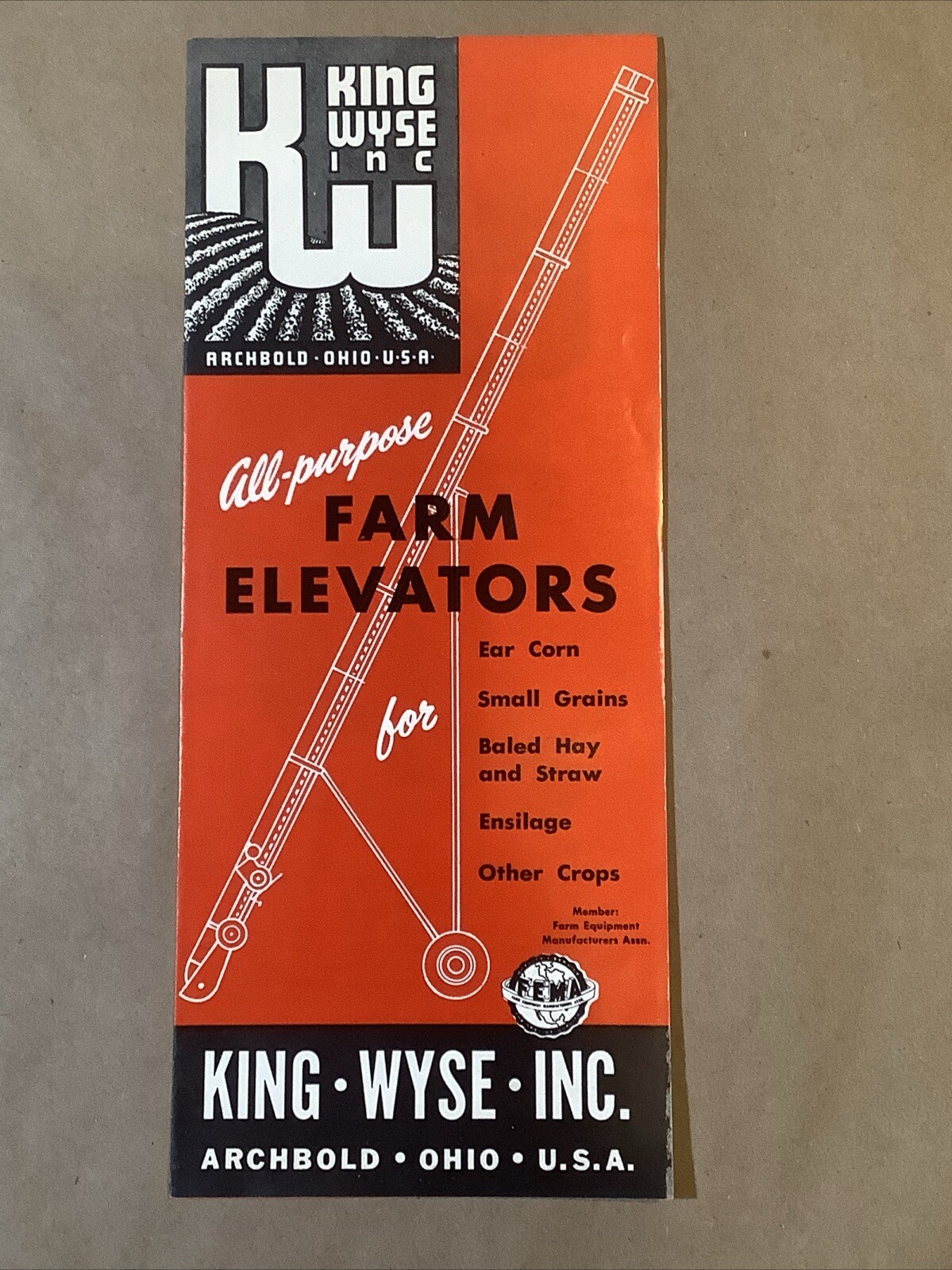 Vintage King Wyse Inc. Farm Elevators Advertising Pamphlet Archbold OH INV-AD14￼