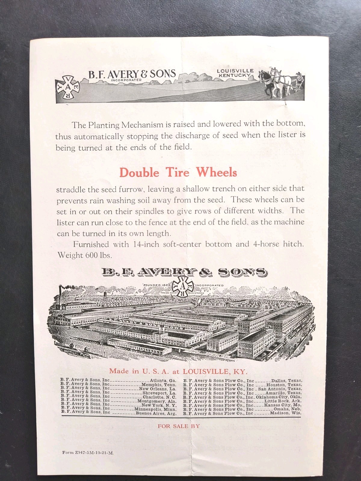 1920s B.F. Avery & Sons Plow And Harvest Co. Dealer Brochure Advertising Catalog