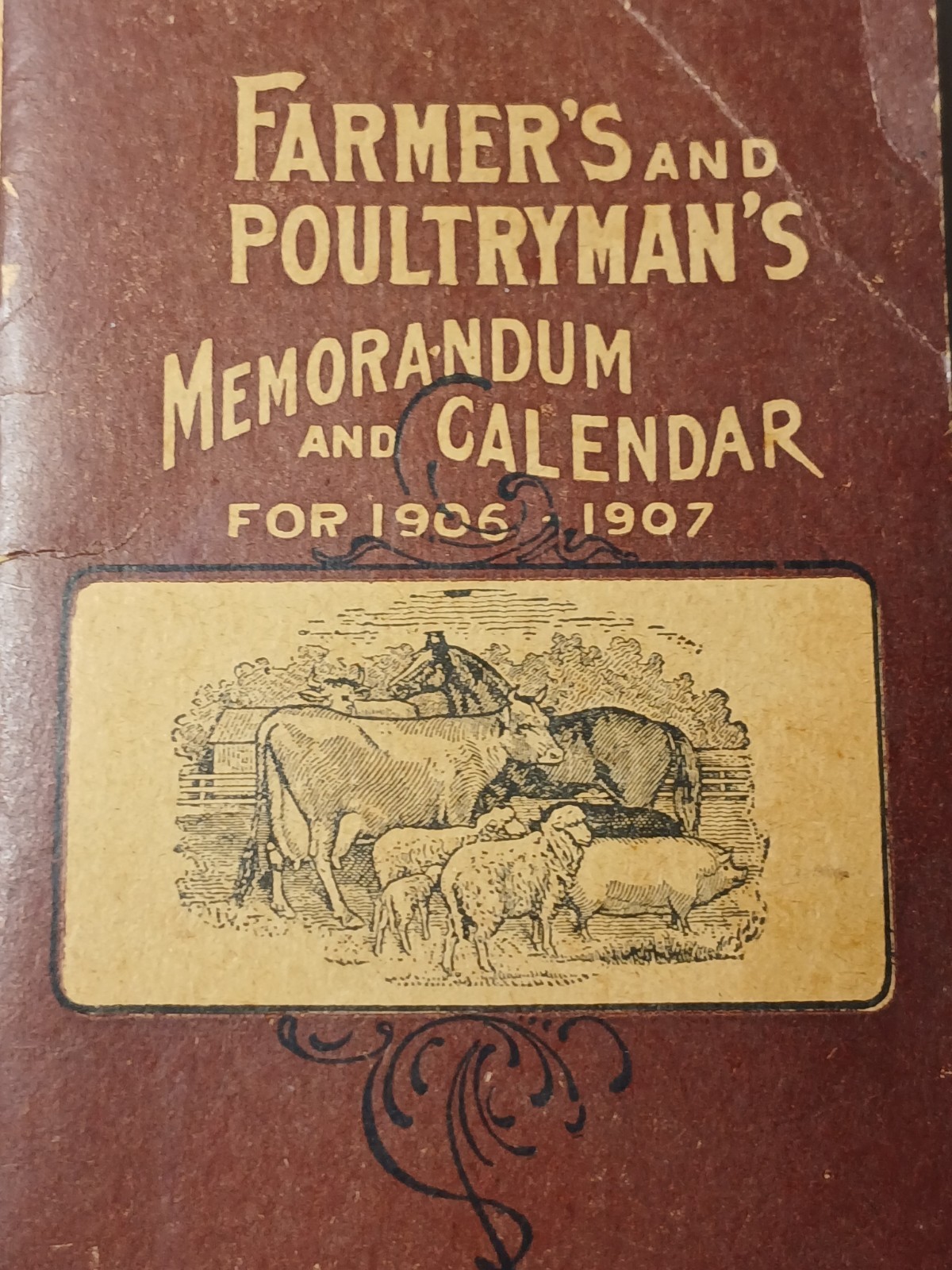 1906 Vintage Farm Ledger Prussian Food Advertising Cow Pig Sheep Horse Graphic