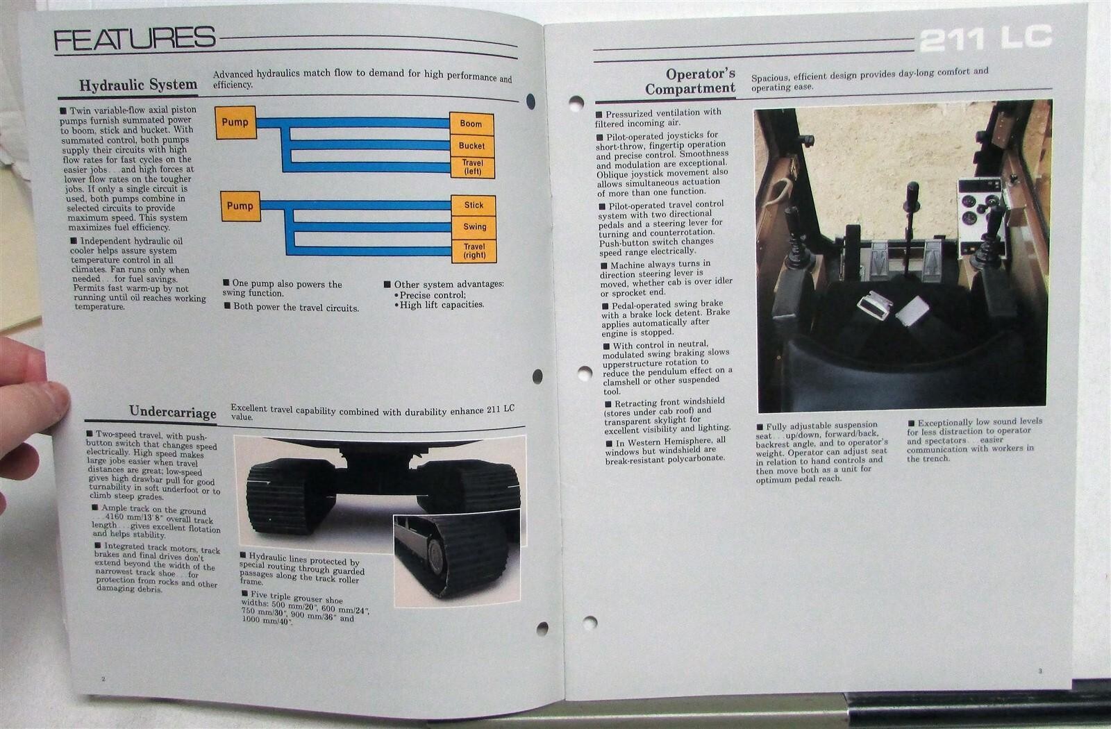 1989 Caterpillar 211 LC Excavator Construction Specs Sales Brochure