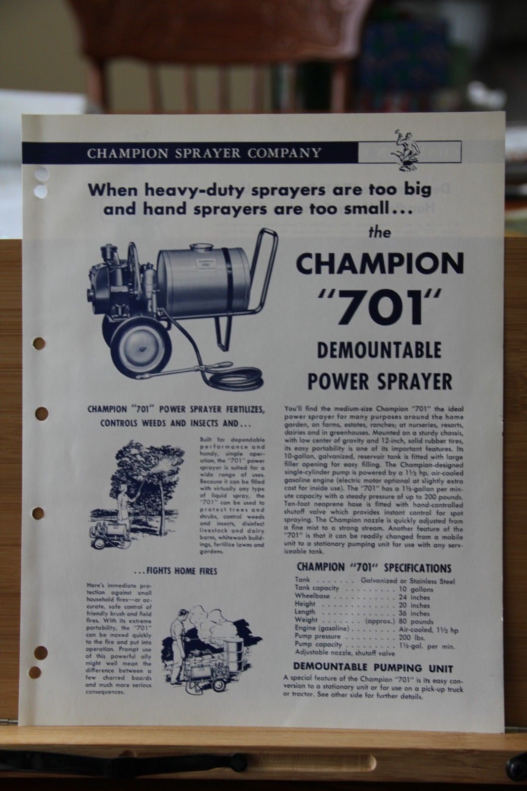 Brochure Farm 701 Champion Sprayer Company Detroit Michigan MI