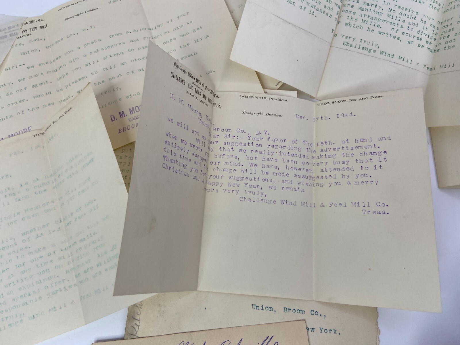 HUGE ARCHIVE Advertising Ephemera Letters – Challenge Wind Mill 1883- Batavia IL