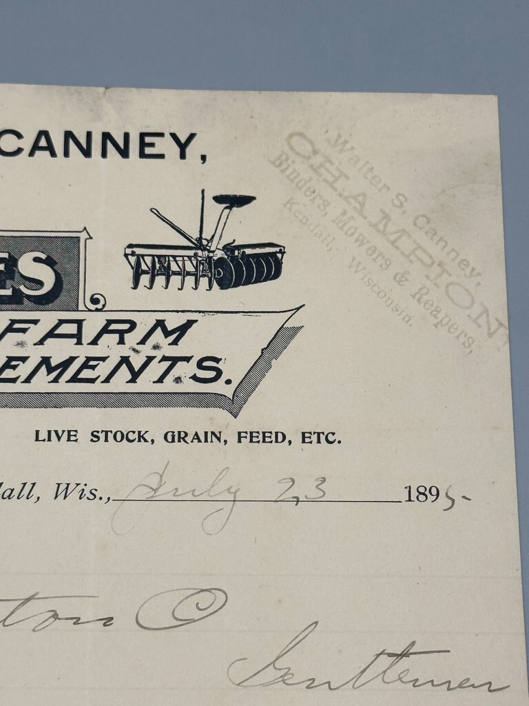 1895 FARM BUGGY Mower TOOLS Antique Advertising KENDALL WISCONSIN Letterhead