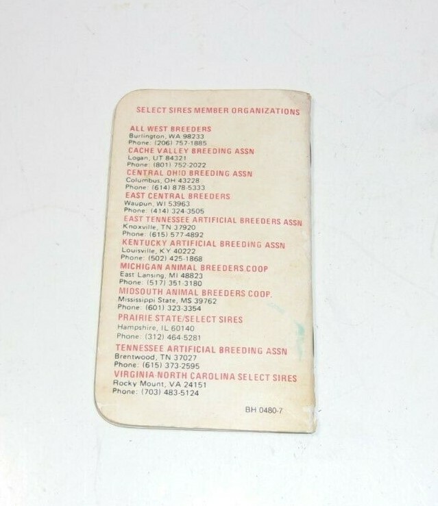 Farmers Pocket Notebook Advertising Select Sires Dairy Farm Vintage Book