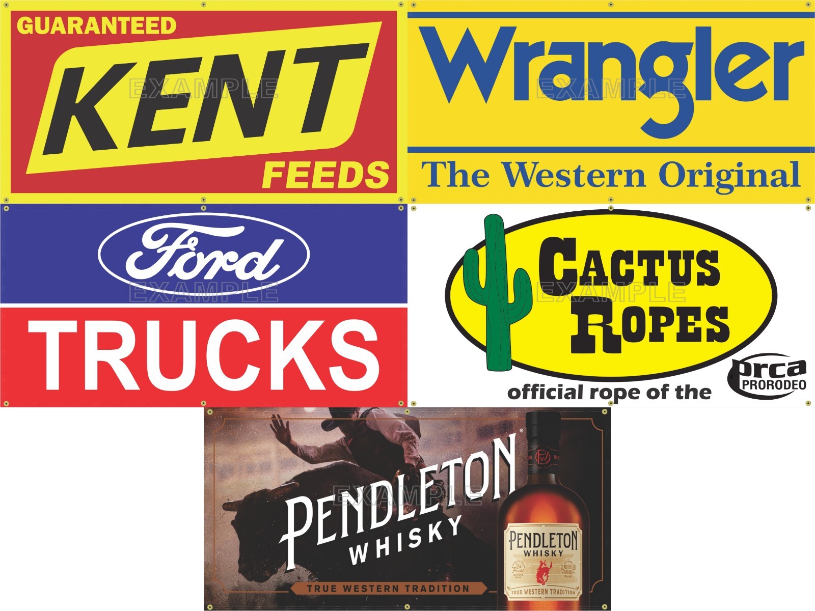 RODEO ARENA GROUP LOT DISCOUNT ON FIVE DESIGNS SIGN REMAKE BANNERS OPTIONS 5J