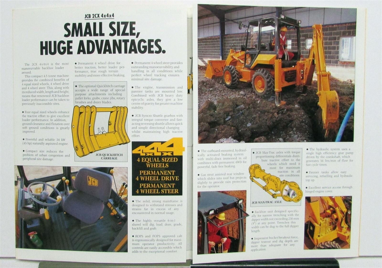 1992 JCB 2CX 4X4X4 Backhoe Loader Specifications Construction Sales Brochure