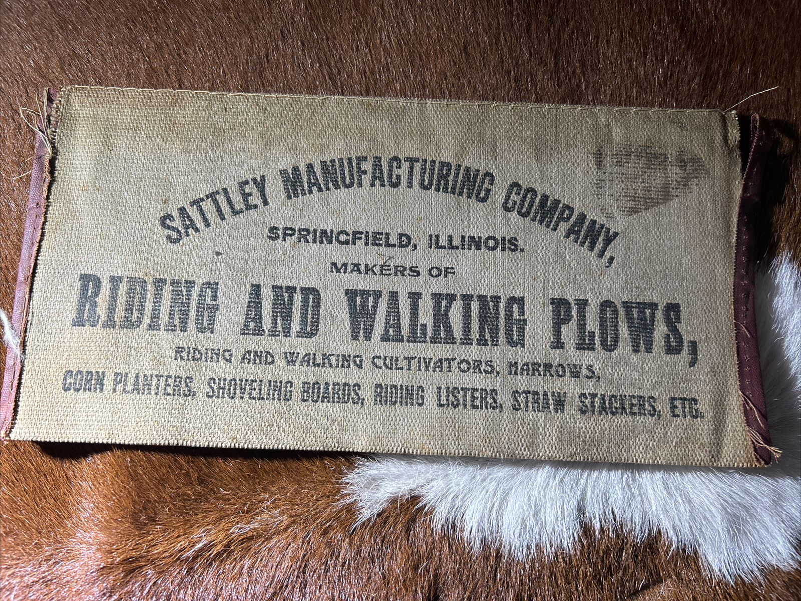 Antique Farming Sattley Mfg. Company Canvas Advert. Plows Illinois 1901 Calendar