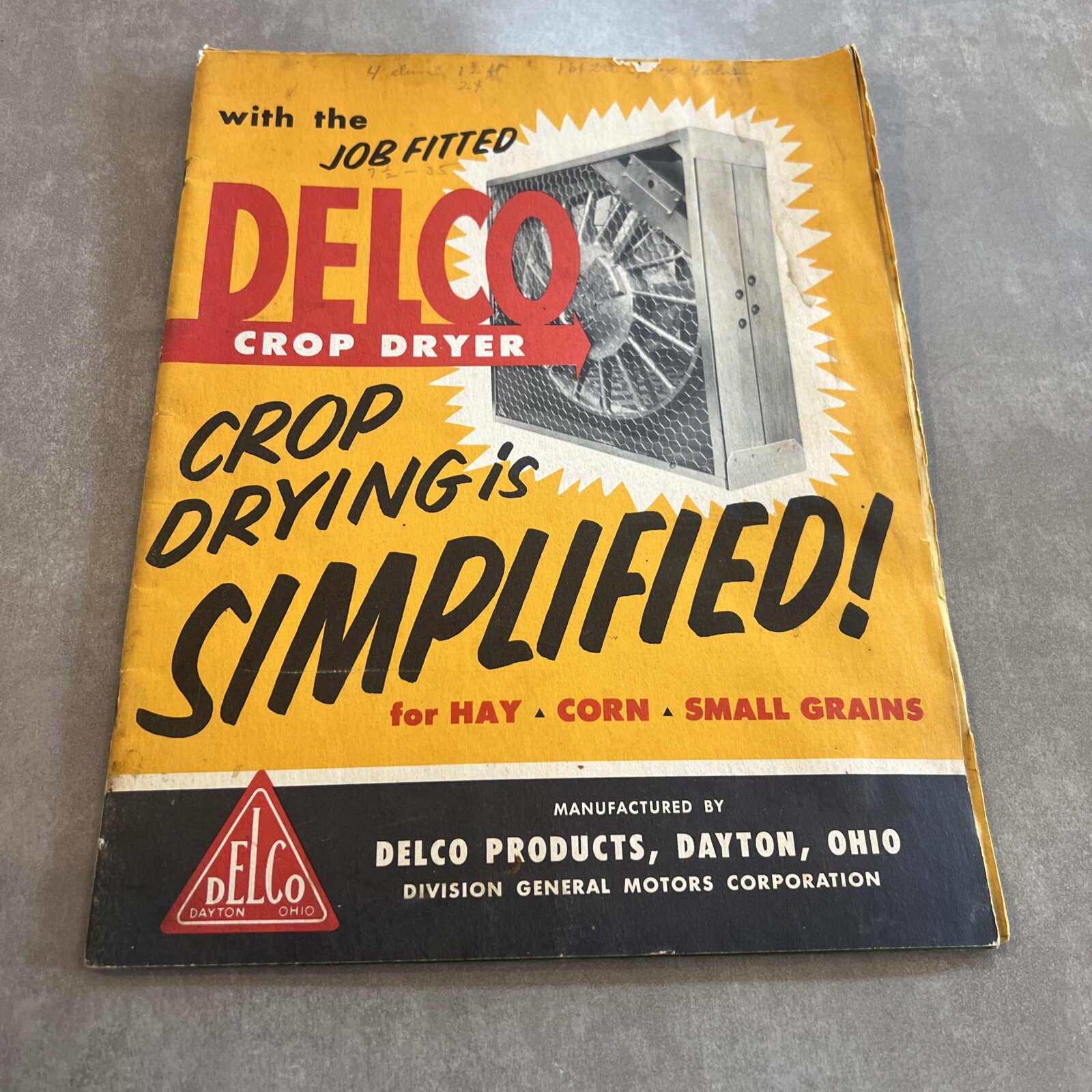 DELCO Crop Dryer for Hay – Corn – Grains 1955 Advertising Booklet