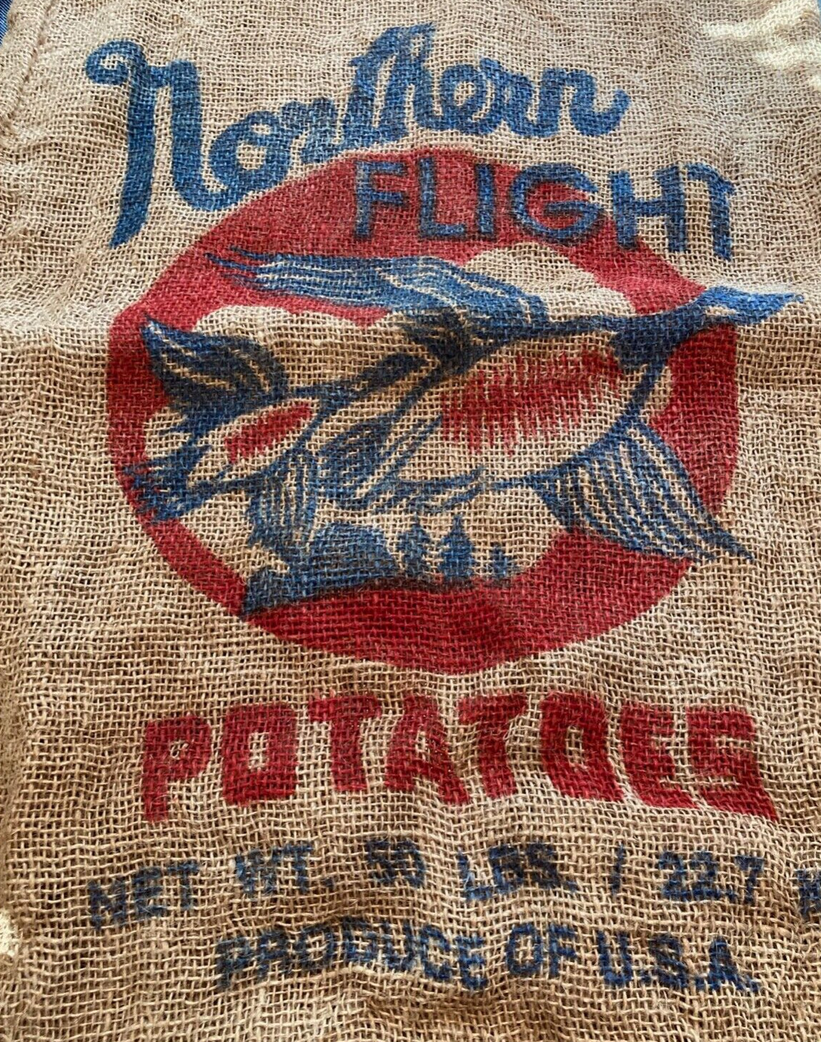 Vintage Northern Flight Potato Burlap Sack 50lbs