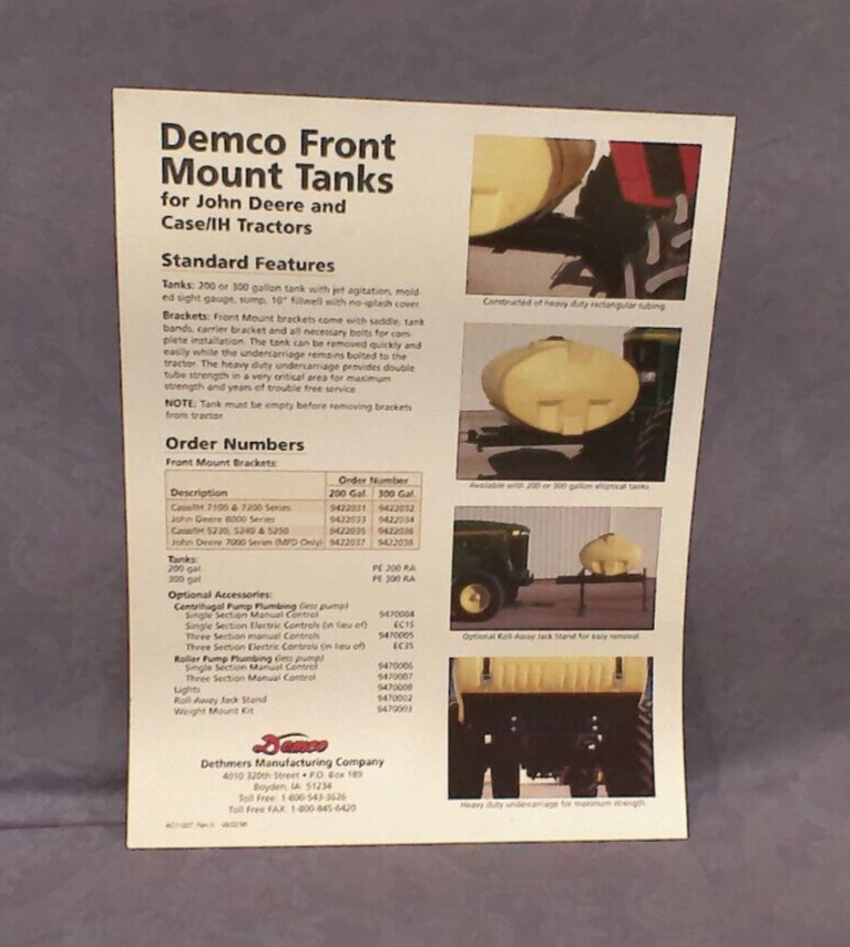Demco « Quick-Tach » Front Mount Tank Units Sales Brochure