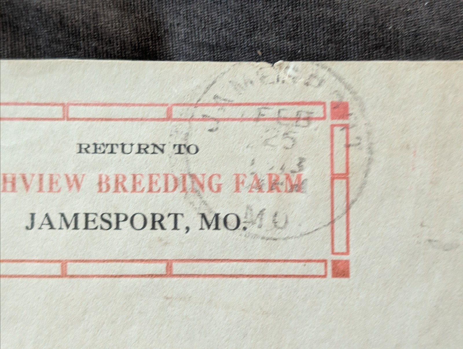 Antique Jamesport Poland hog farm advertising envelope