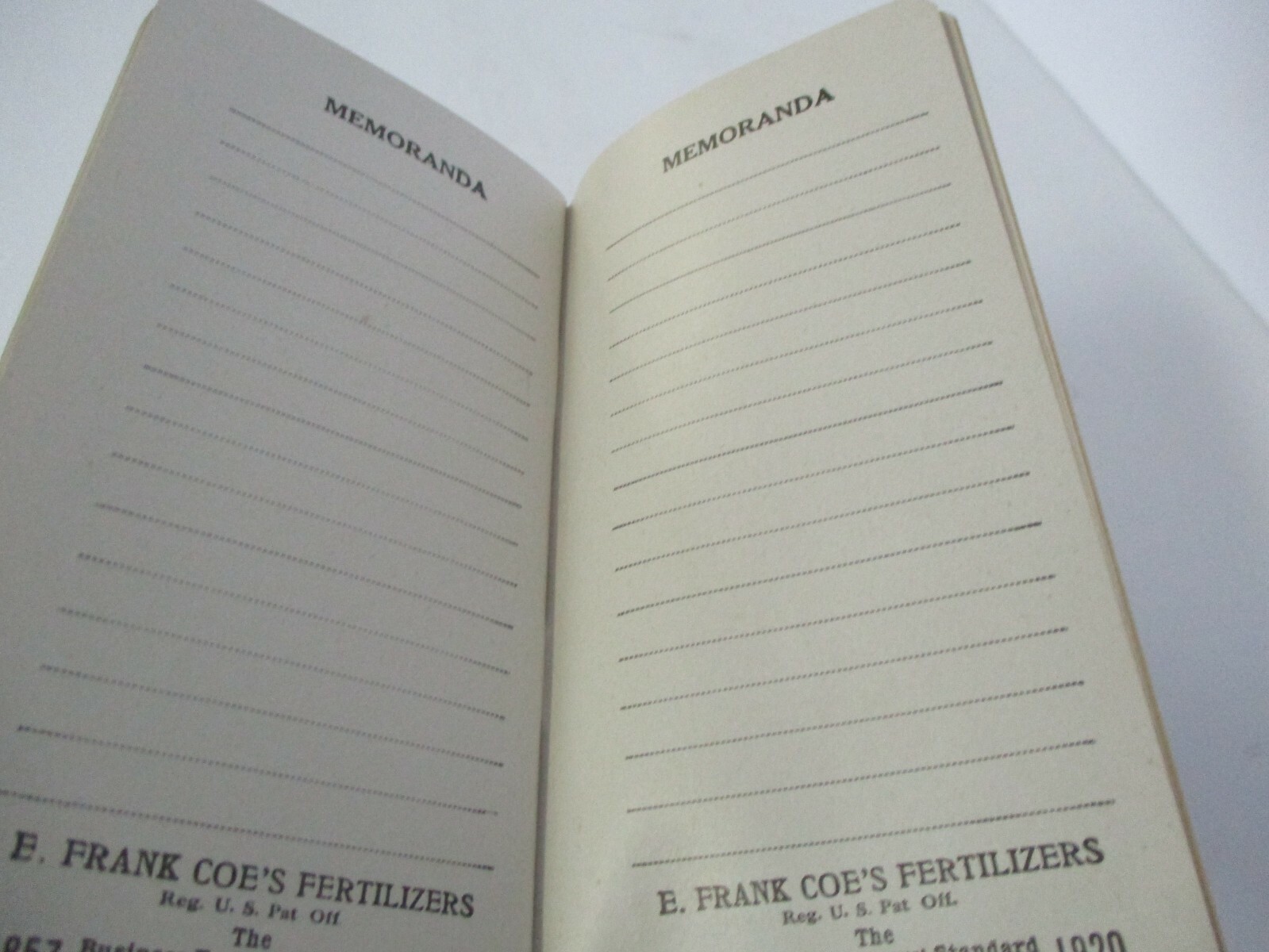 COE-MORTIMER FERTILIZERS Advertising Memo Booklet, 1919