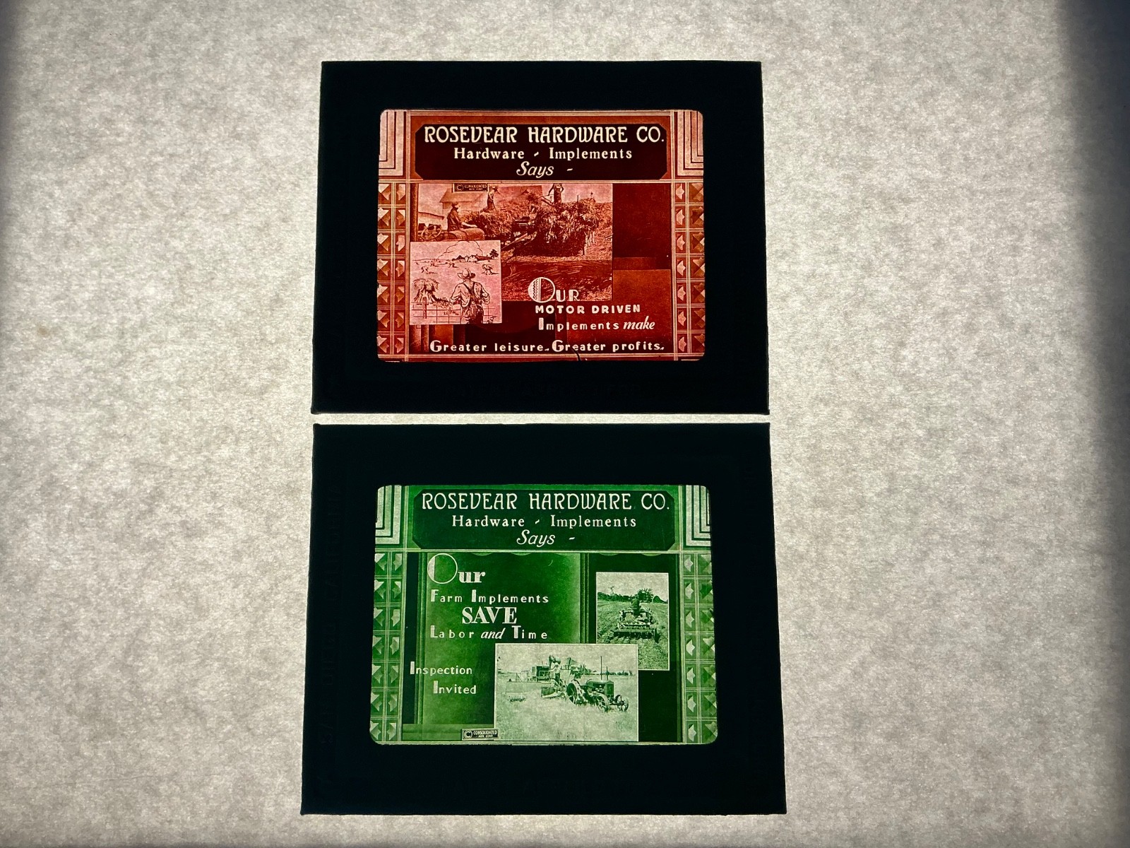 Rosevear Hardware Co. Farming Implements Magic Lantern Advertising Slide