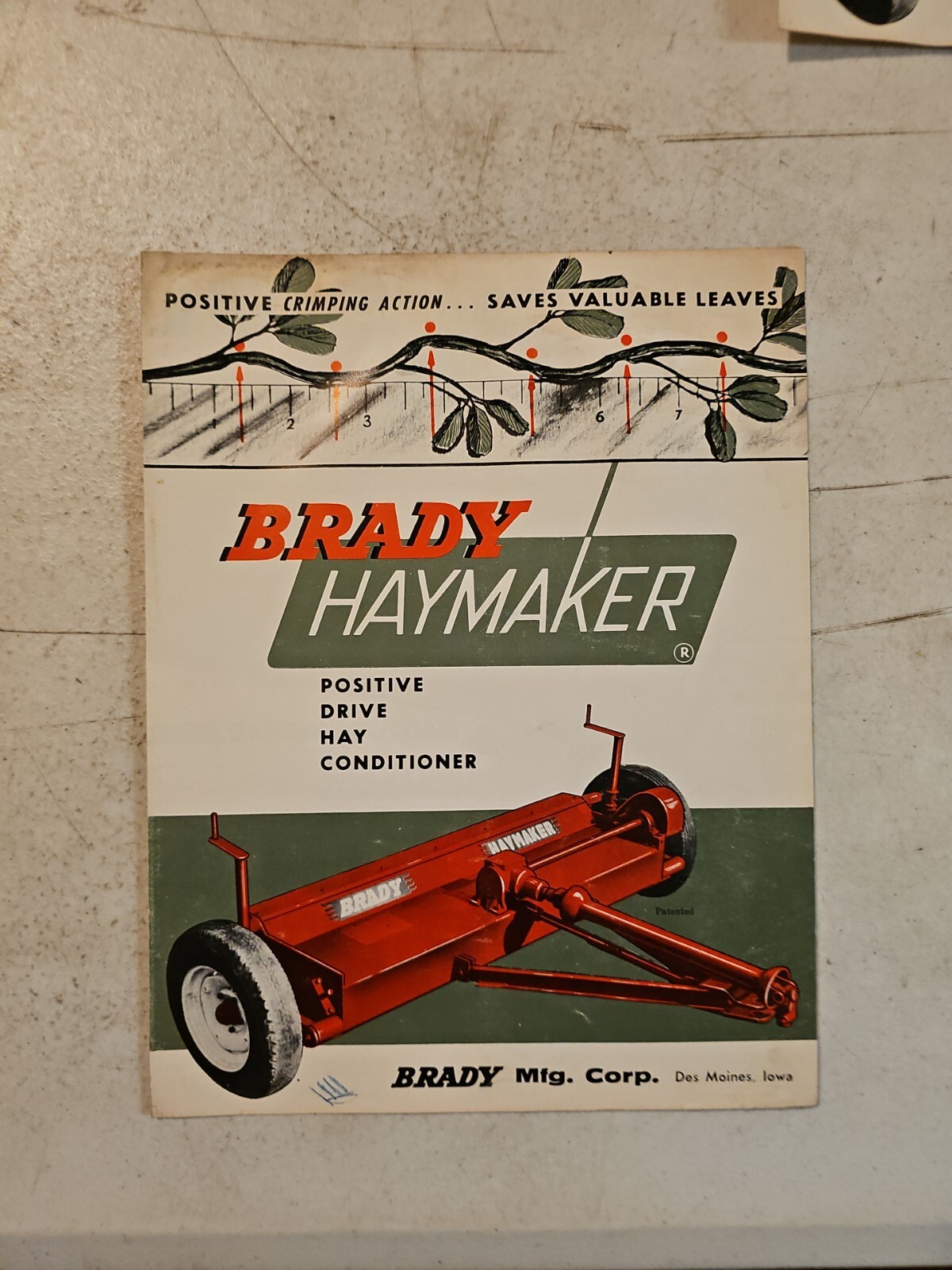 Vintage Brady Manufacturing Haymaker Sales Brochure