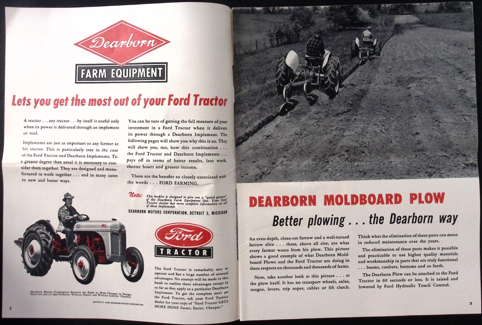 1948 Dearborn Farm Equipment for Ford Tractors Dealer Brochure