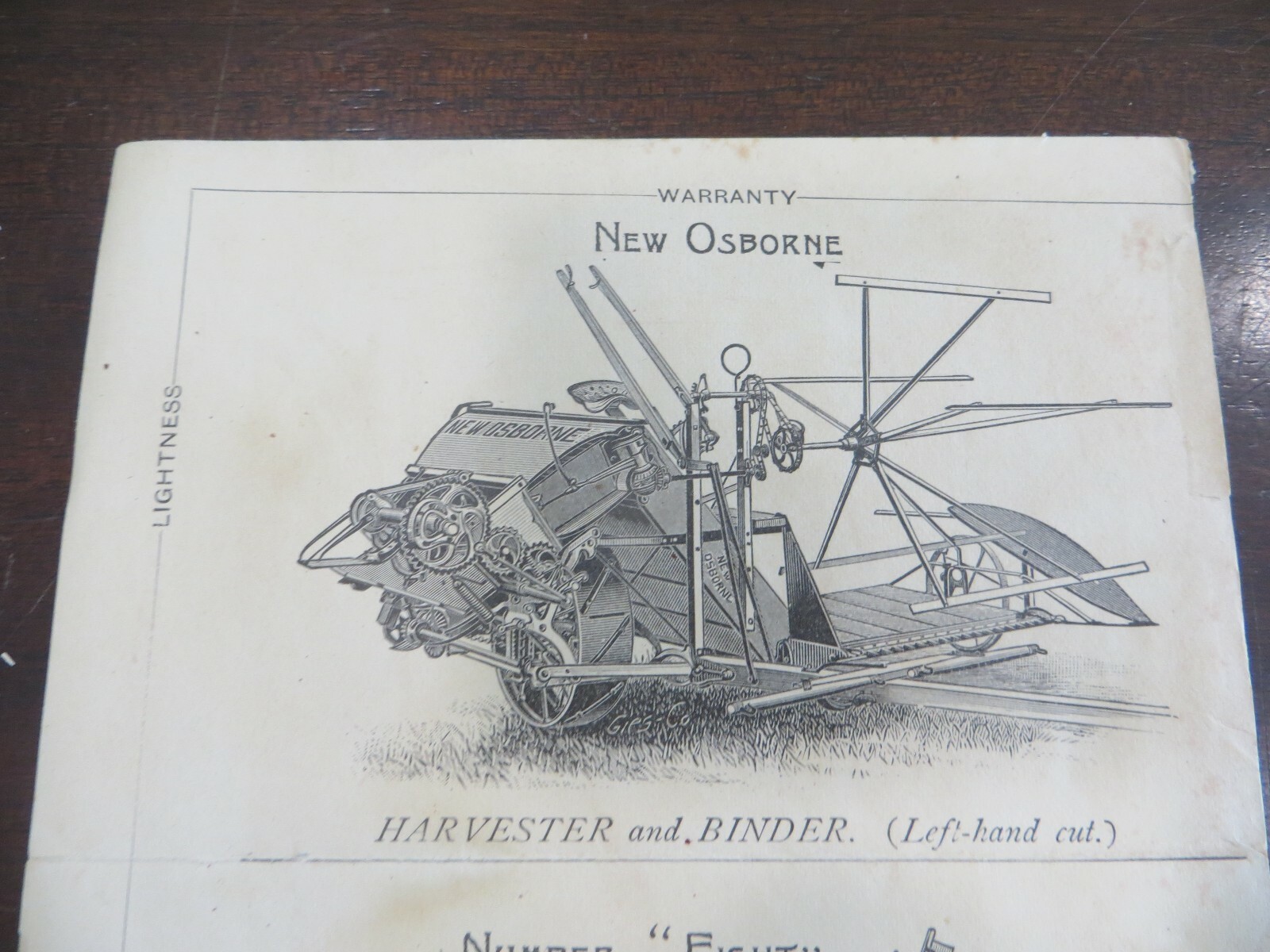 Osborne Harvester & Binder,Osborne Reaper Horsees Picture Victorian Trade Card