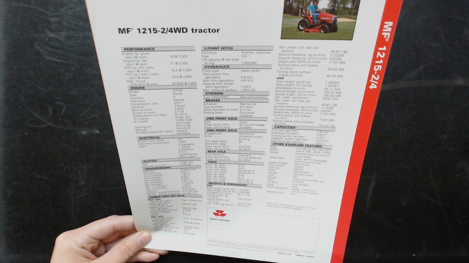 Massey Ferguson MF 1215-2/4WD Tractor Vintage Brochure Red White
