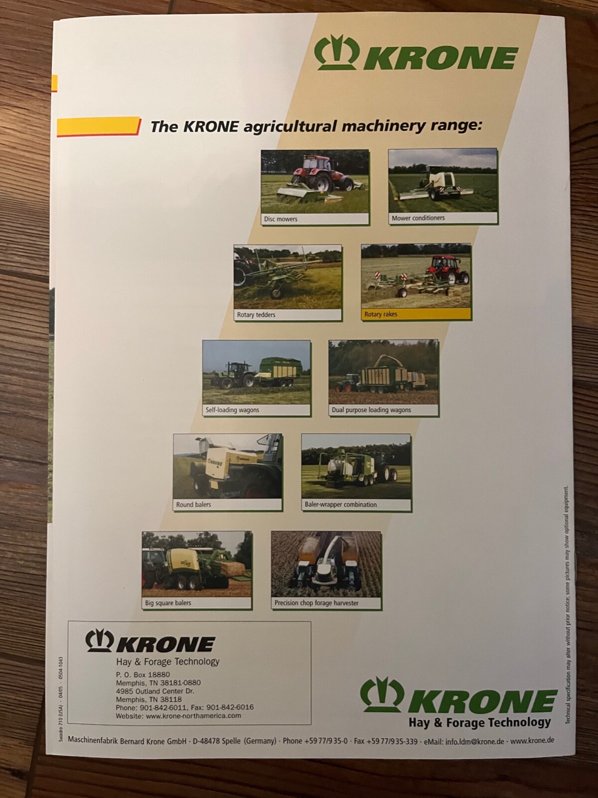 2005 Krone Swadro 710 Twin-Rotor Side Delivery Hay Rakes Sales Brochure