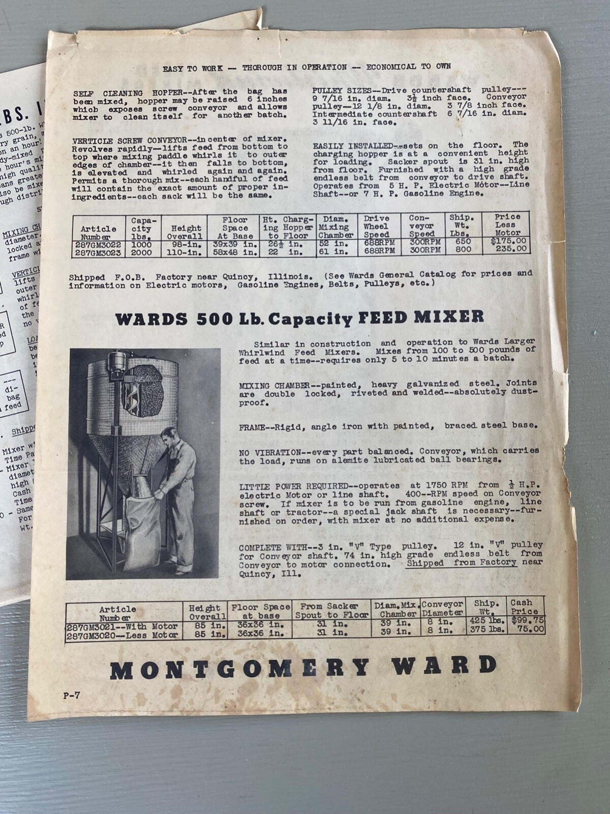 Vintage Montgomery Ward Whirlwind Farm Ag Feed Mixer Advertising Brochure Flyers
