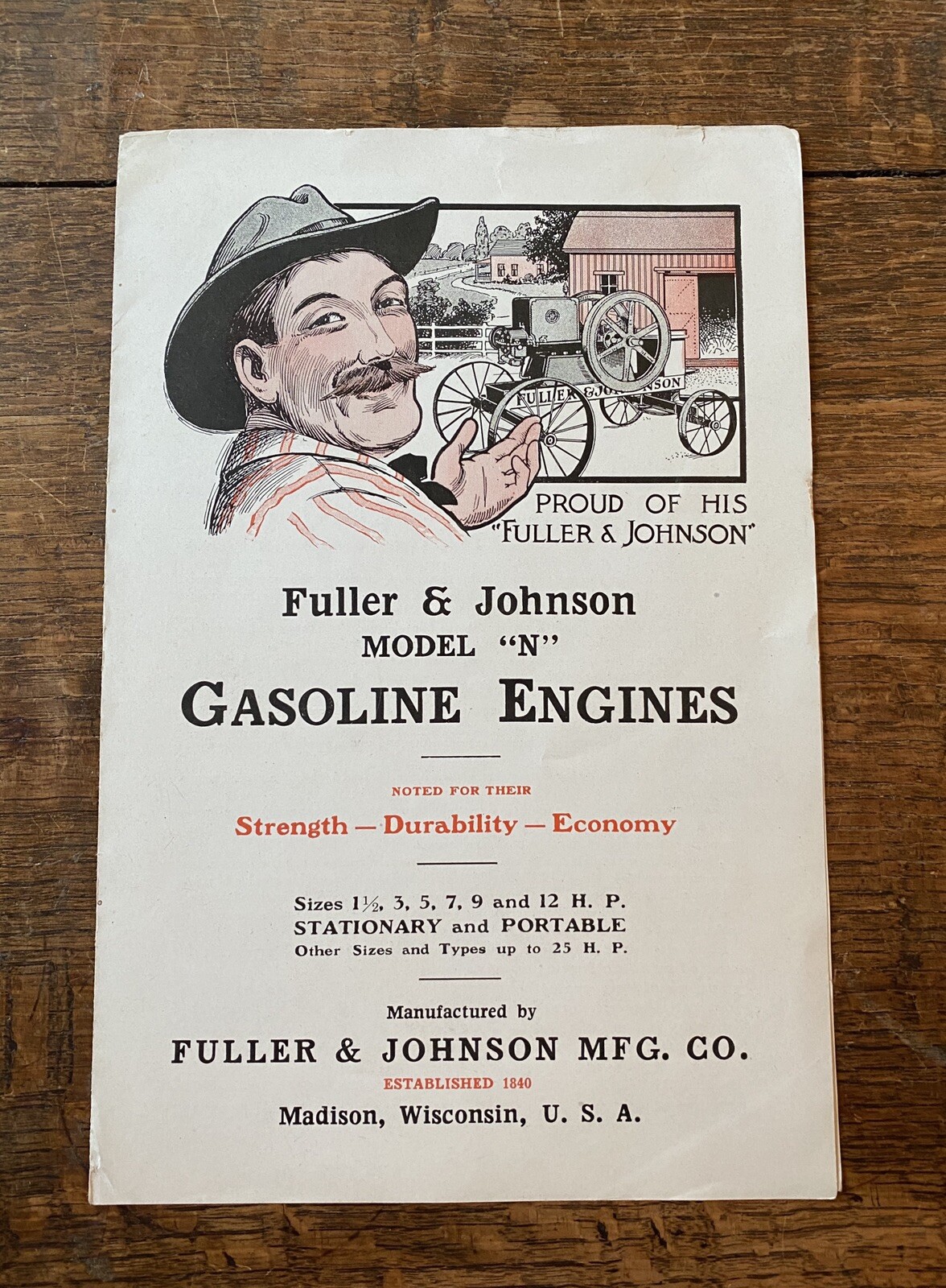 Fuller & Johnson Hit Miss Gas Gasoline Engine Advertising Catalog Brochure