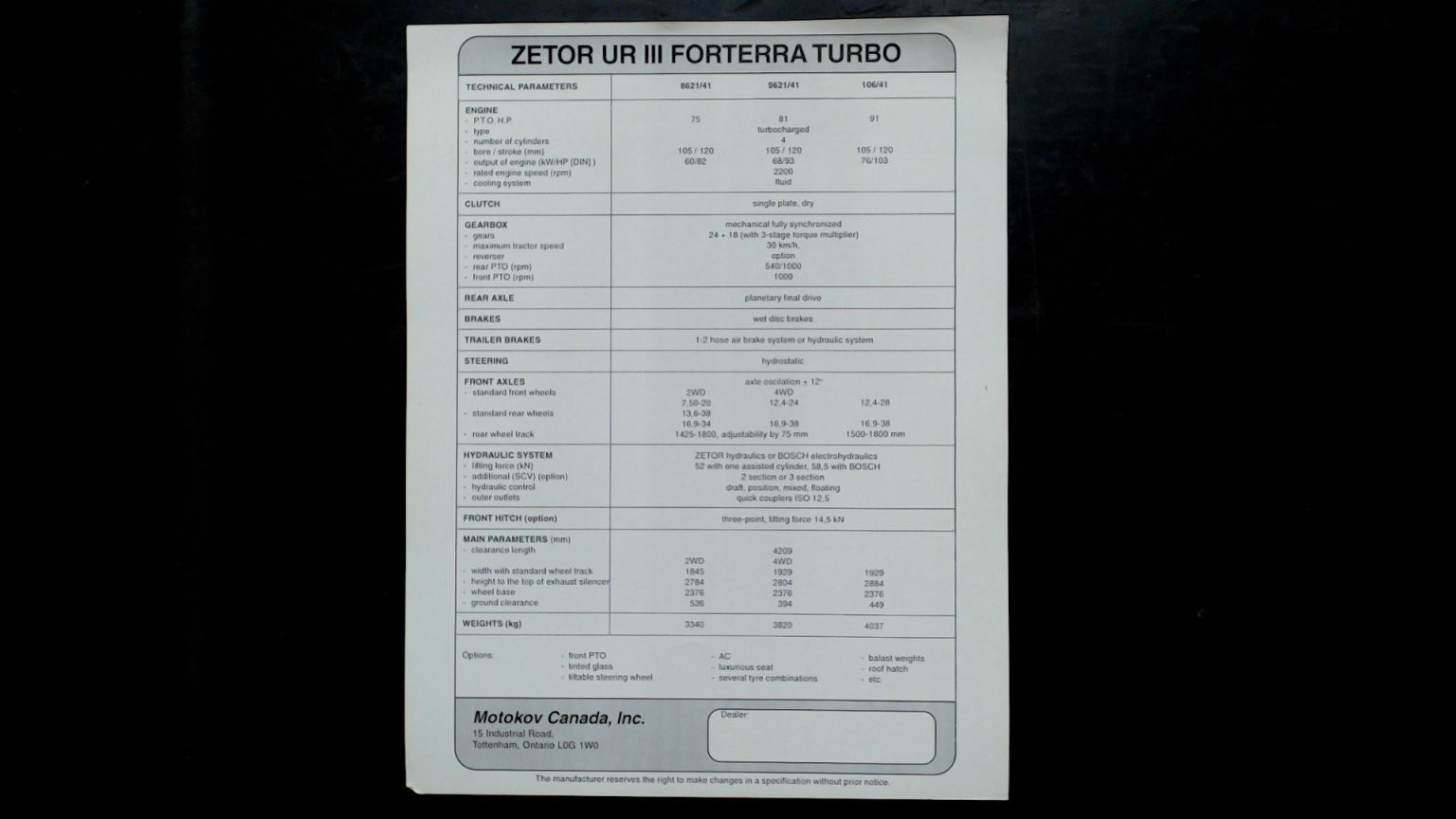 Zetor UR III Forterra Turbo Agricultural Brochure Vintage Tractor