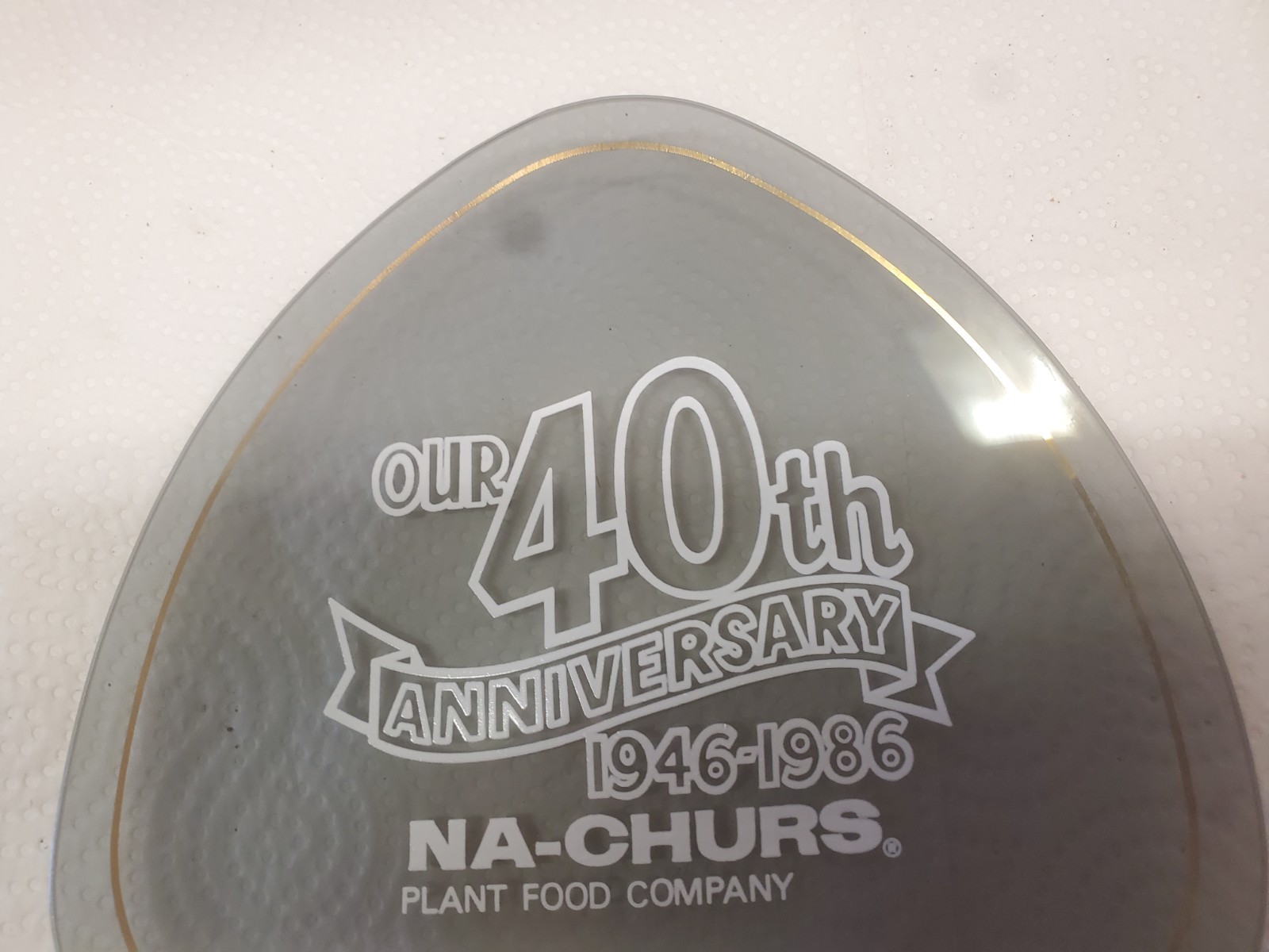 Glass Plate Na-churs Plant Food 40th Anniversary 1946-1986 Readlyn Iowa Farm
