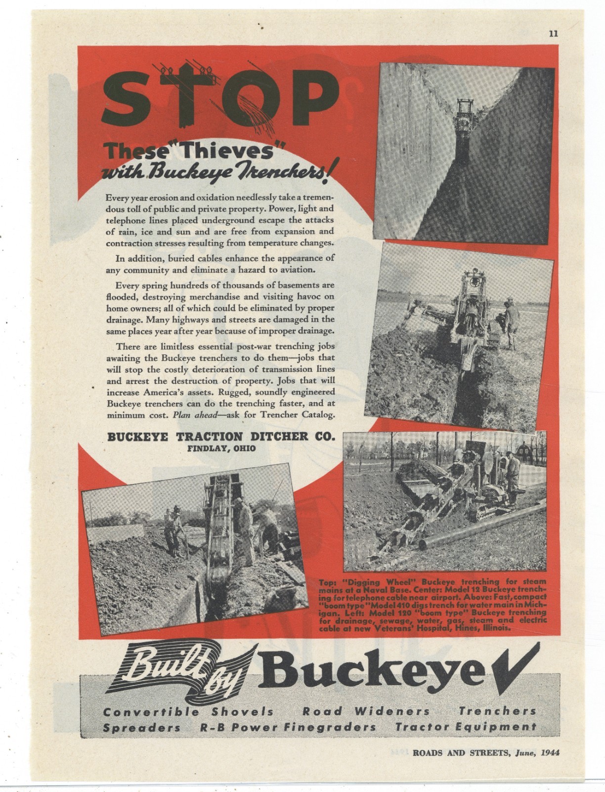 1944 Buckeye Traction Ditcher Co. of Findlay, OhiO Ad: Built by Buckeye!