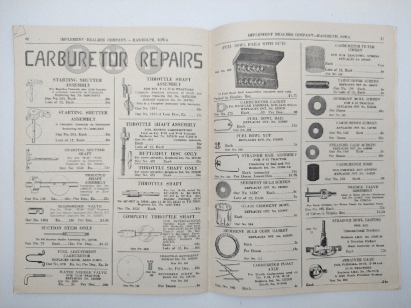 VTG 1943 Implement Dealers Co. Catalog RANDOLPH IA Tractor Truck Parts DEVIL IMP