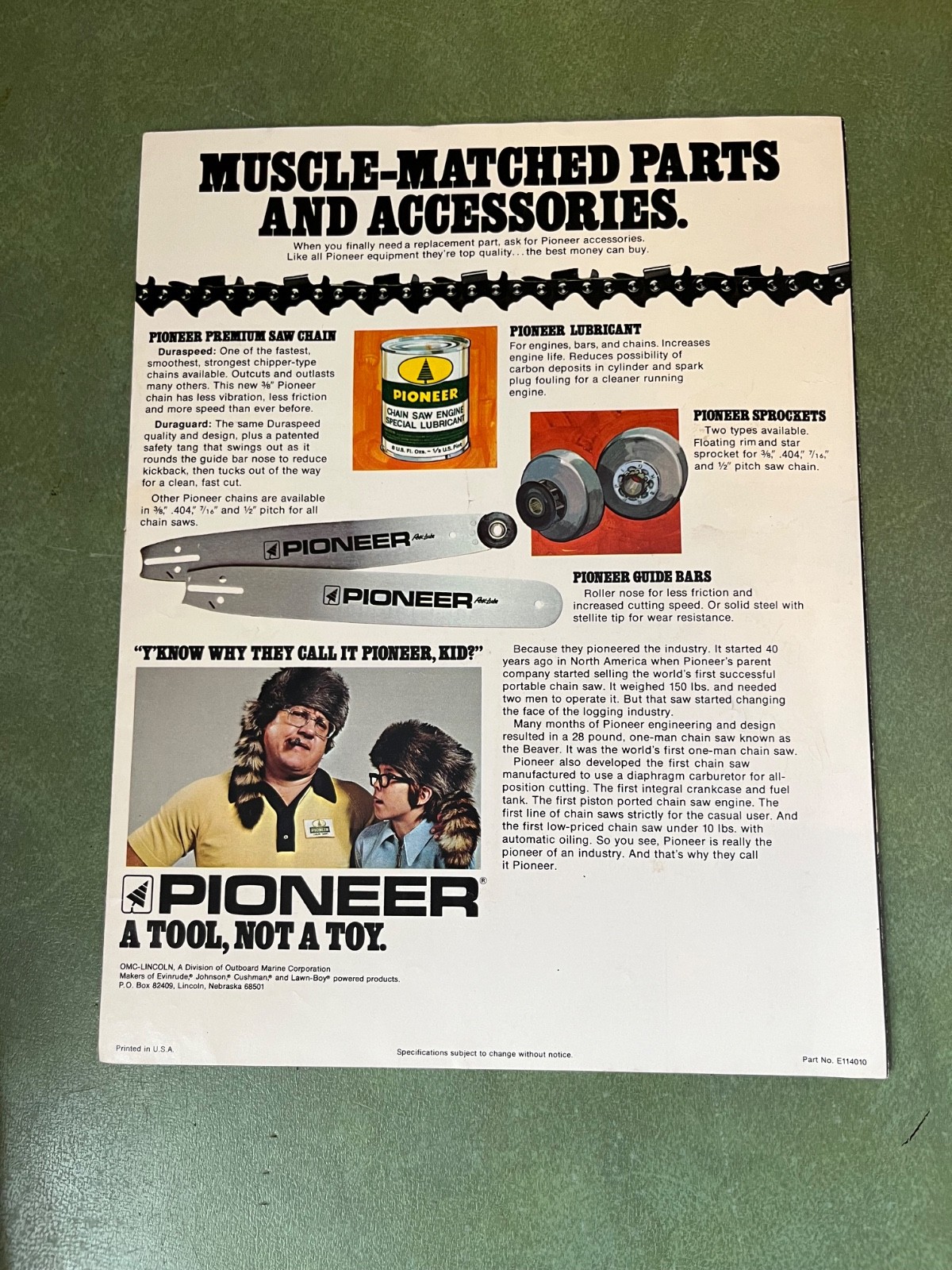 Vintage Pioneer Chainsaw Chainsaw Sales Brochure Alex Karras