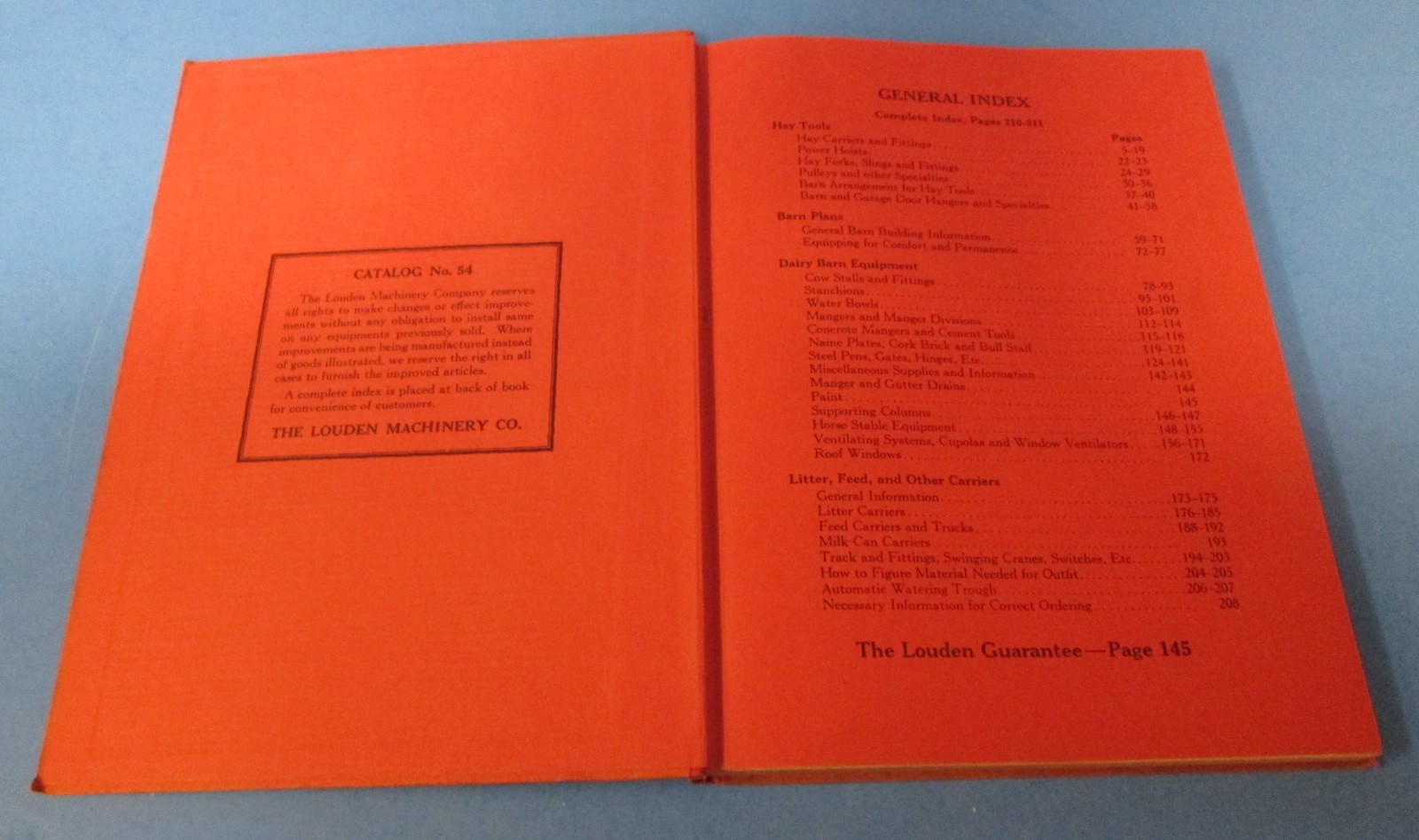 Louden Manufacturing Co Fairfield, Iowa HB catalog farm equipment #54 1929 rj