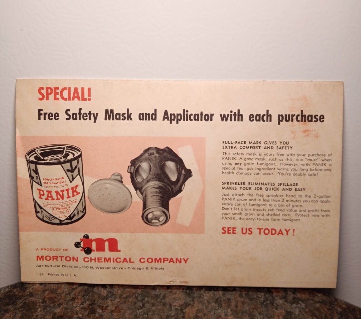 Rare Vintage 40s « PANIK » Grain Fumigant Advertising/Information/Instructions