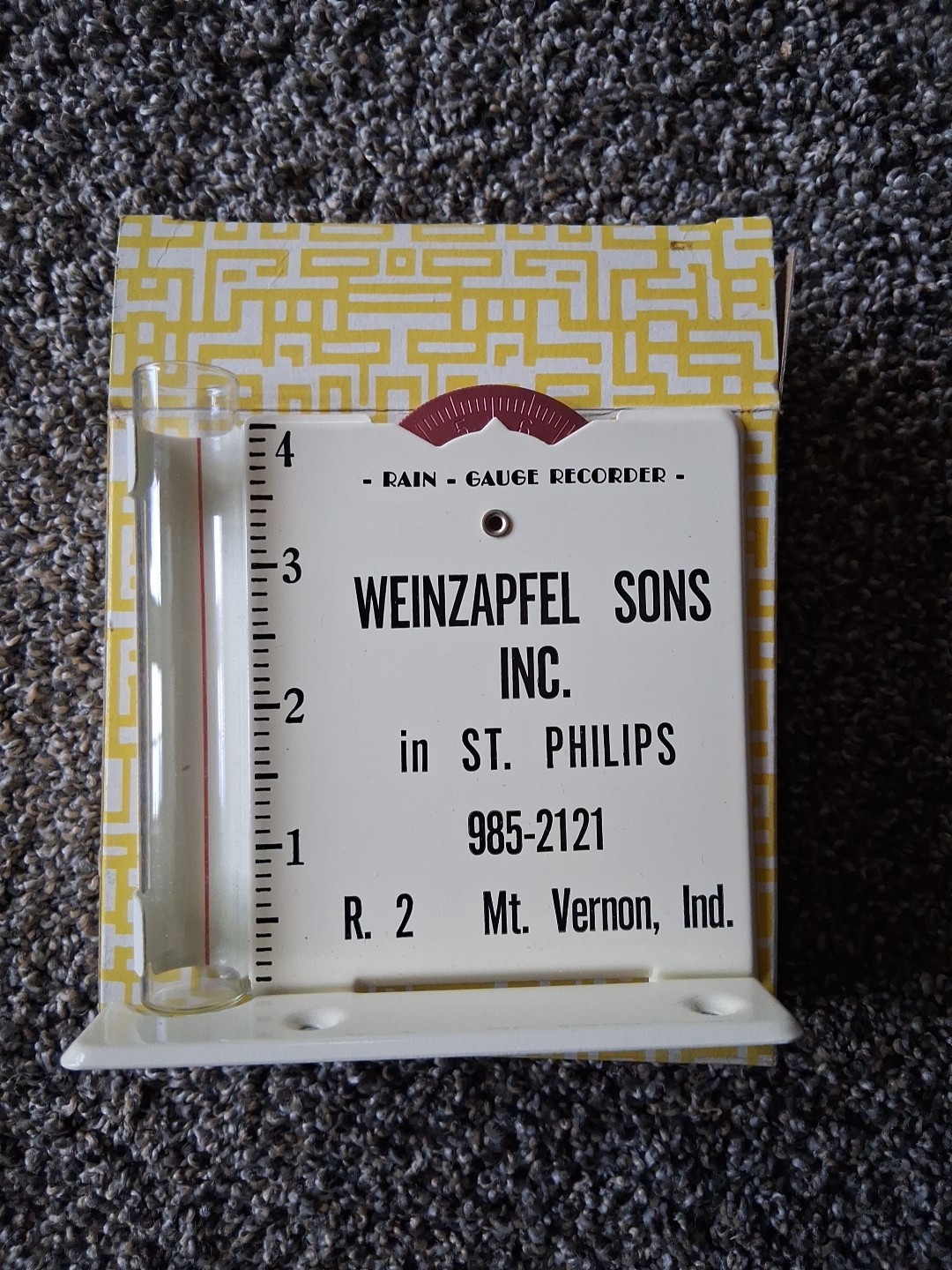 Vintage Morco Metal Steel Rain Gauge Recorder Promo Weinzapfel&rsquo;s St. Phillips