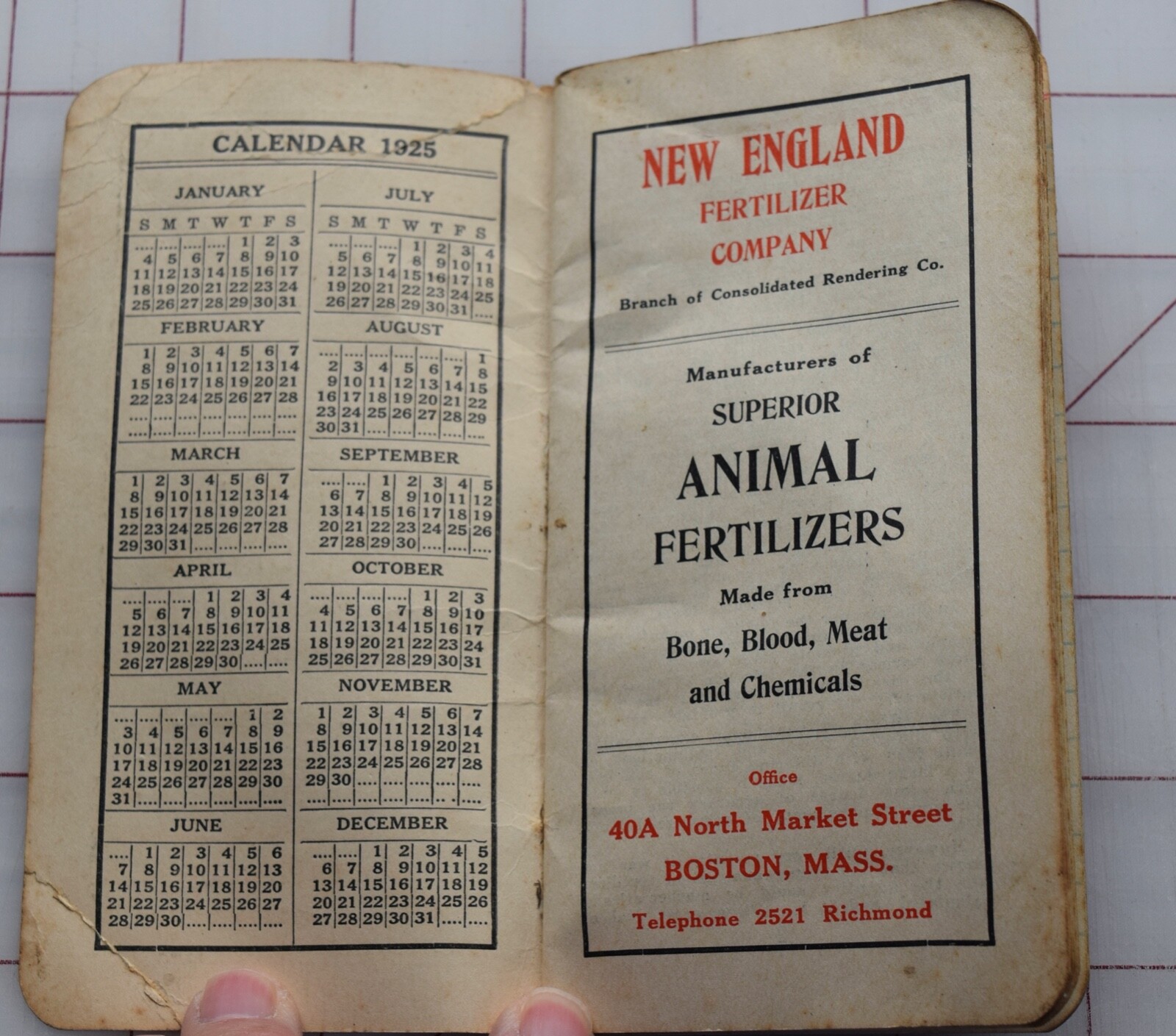 2540 Antique 1925 ad booklet from New England Animal Fertilizers Co.